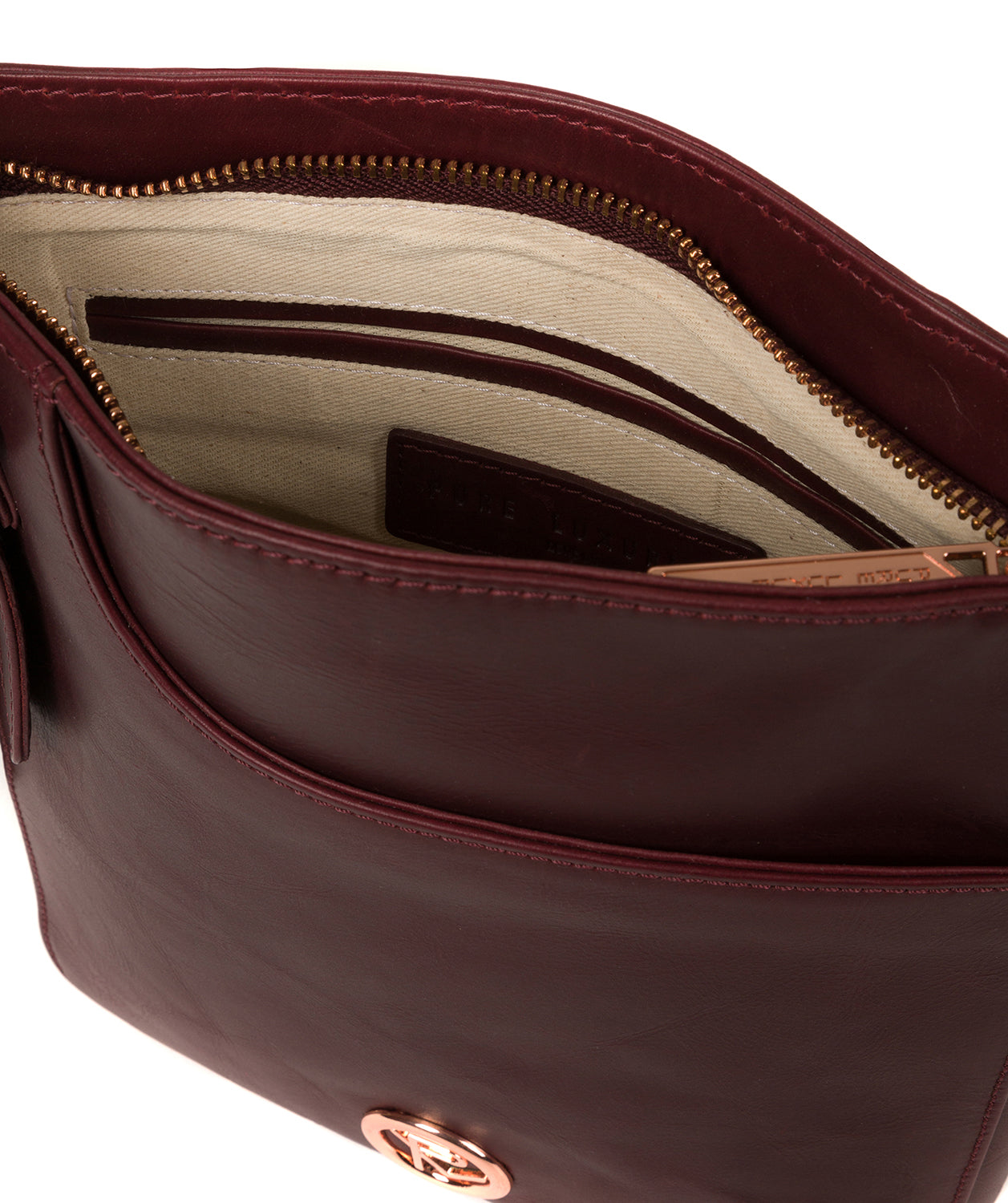 'Kahlo' Burgundy Leather Cross Body Bag Pure Luxuries London