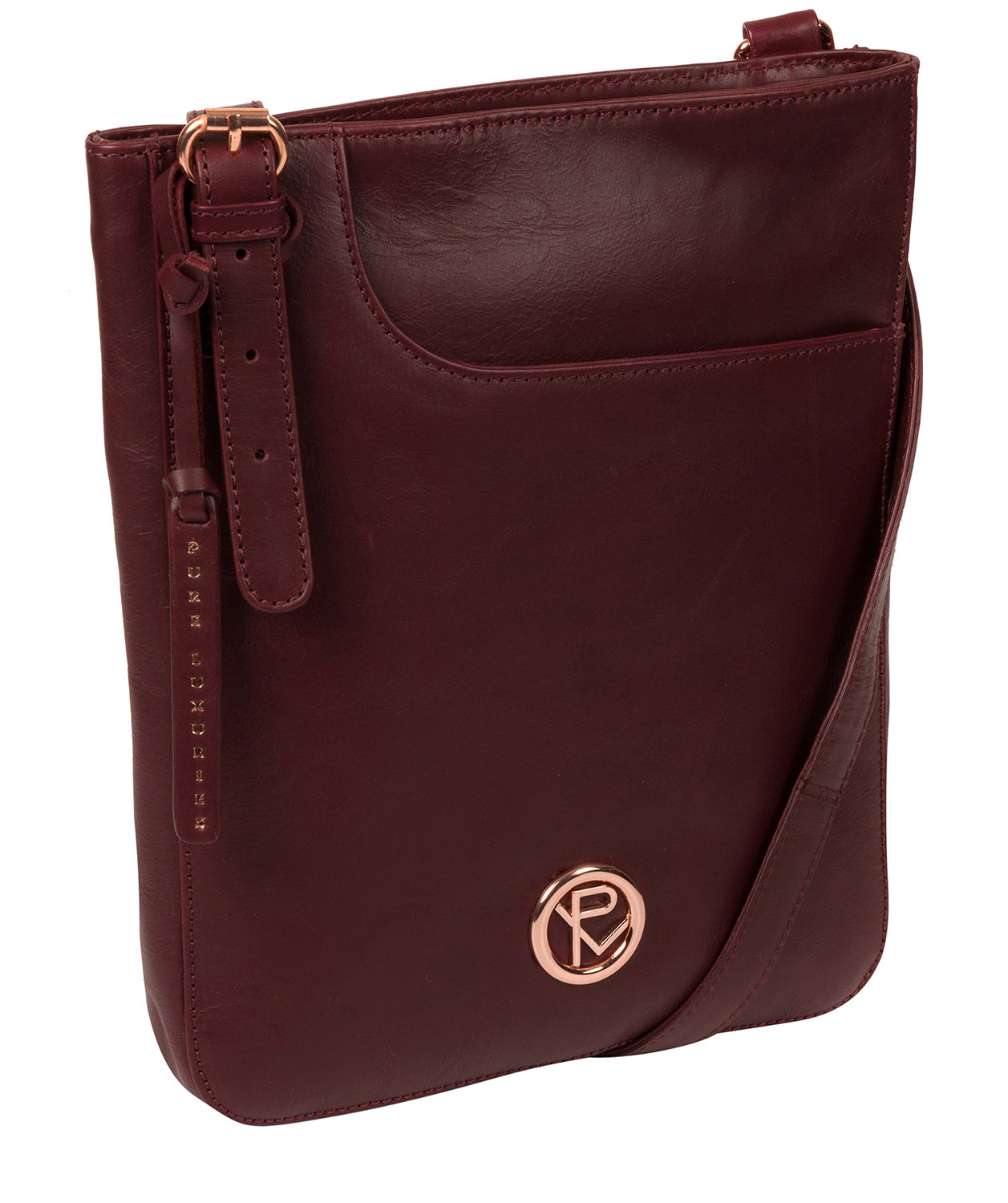 'Kahlo' Burgundy Leather Cross Body Bag Pure Luxuries London