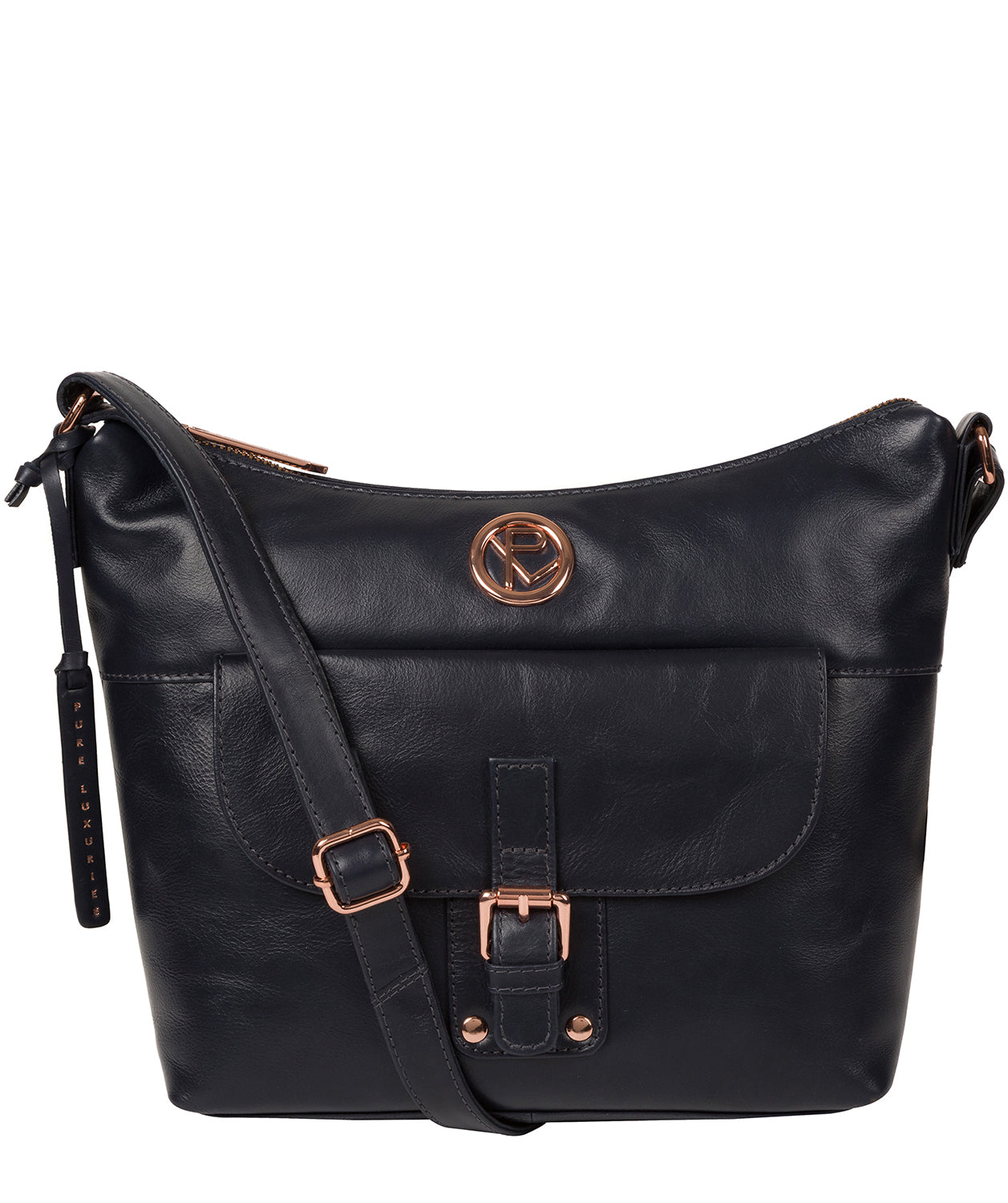 'Monamy' Navy Leather Shoulder Bag image 1