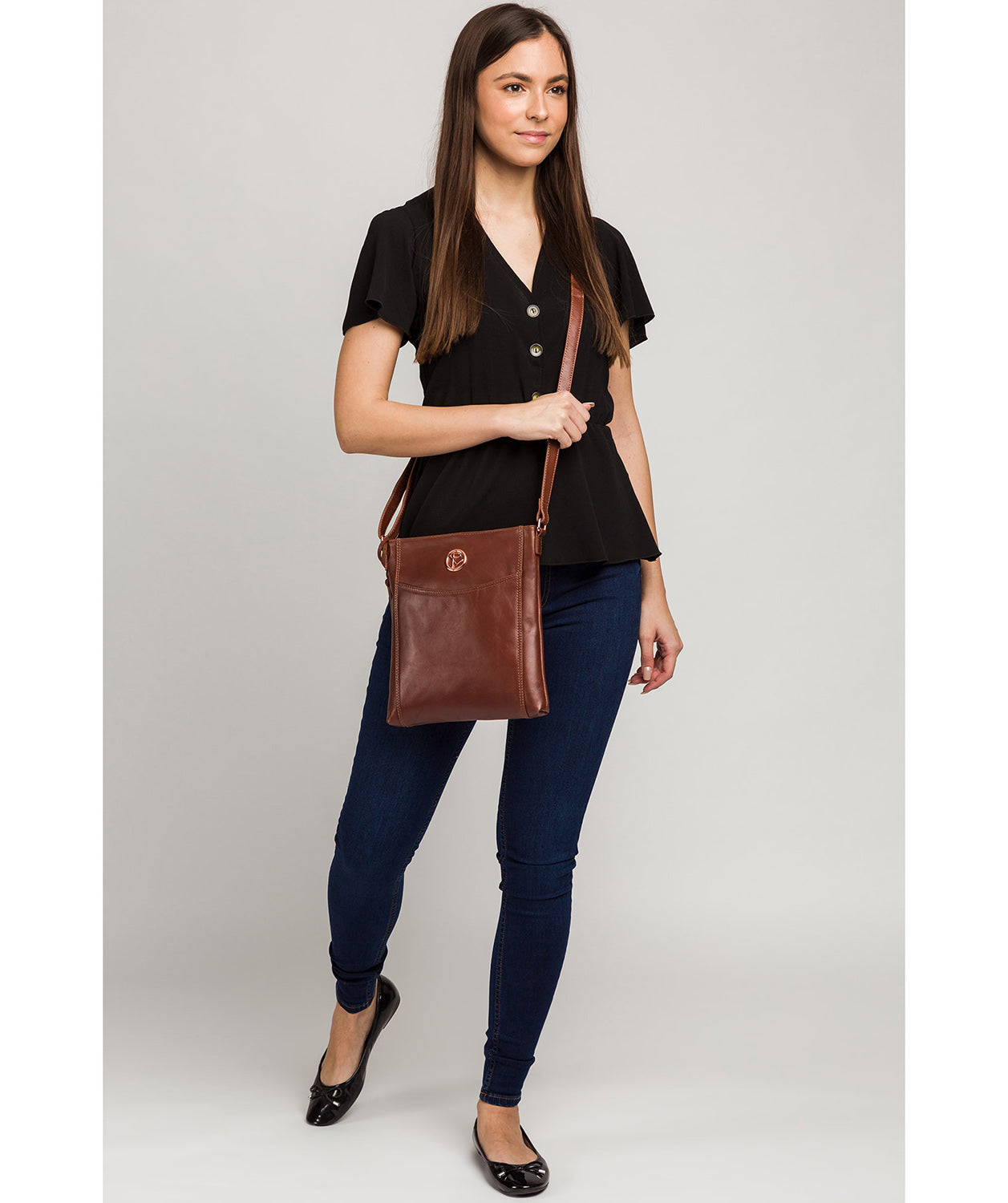 'Gilpin' Cognac Leather Cross Body Bag image 2