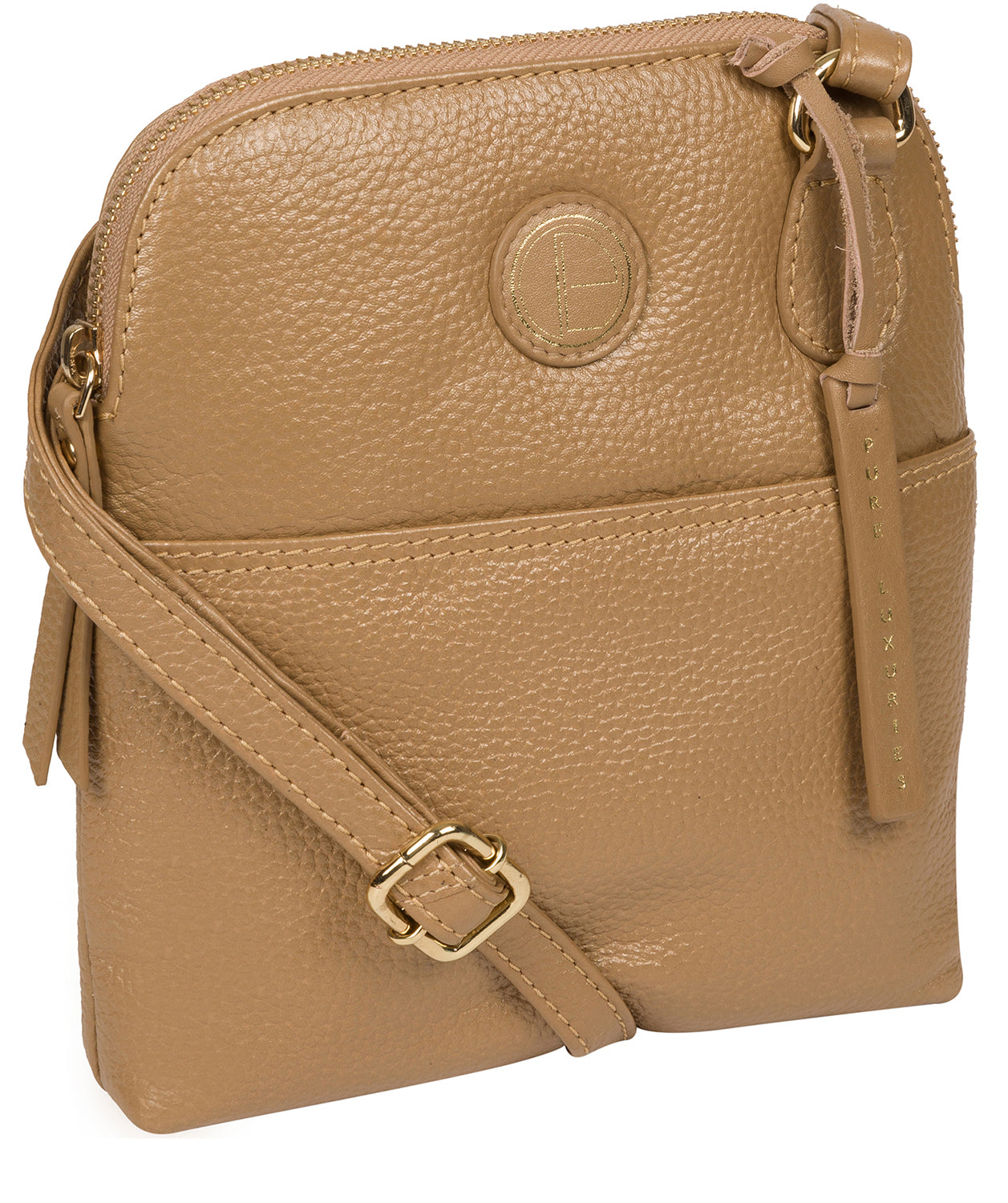 'Orsola' Metallic Champagne Leather Cross Body Bag image 5