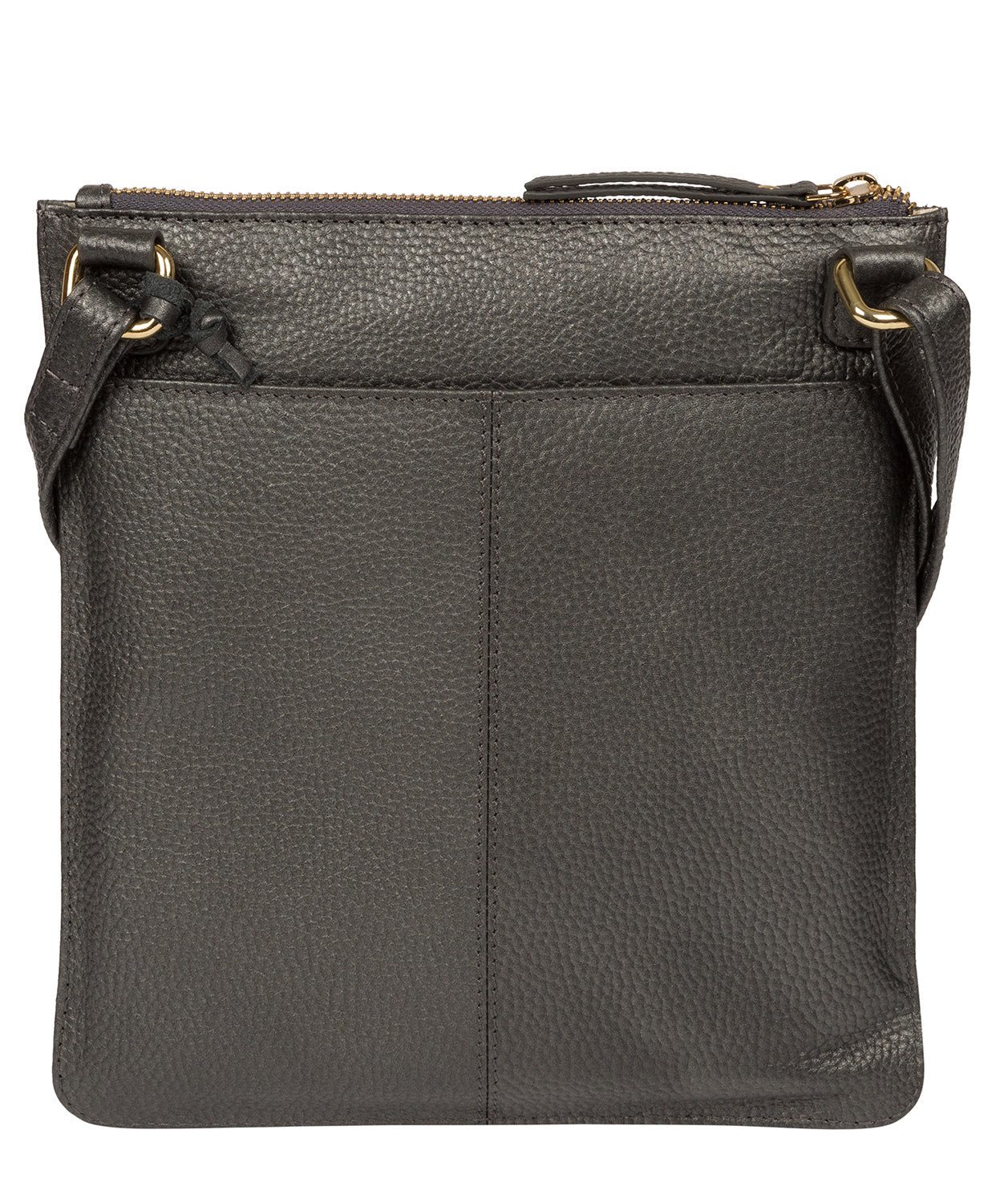 'Topaz' Metallic Dark Silver Leather Cross Body Bag image 3