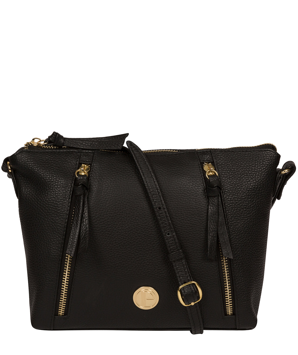 'Yoshi' Black Leather Cross Body Bag