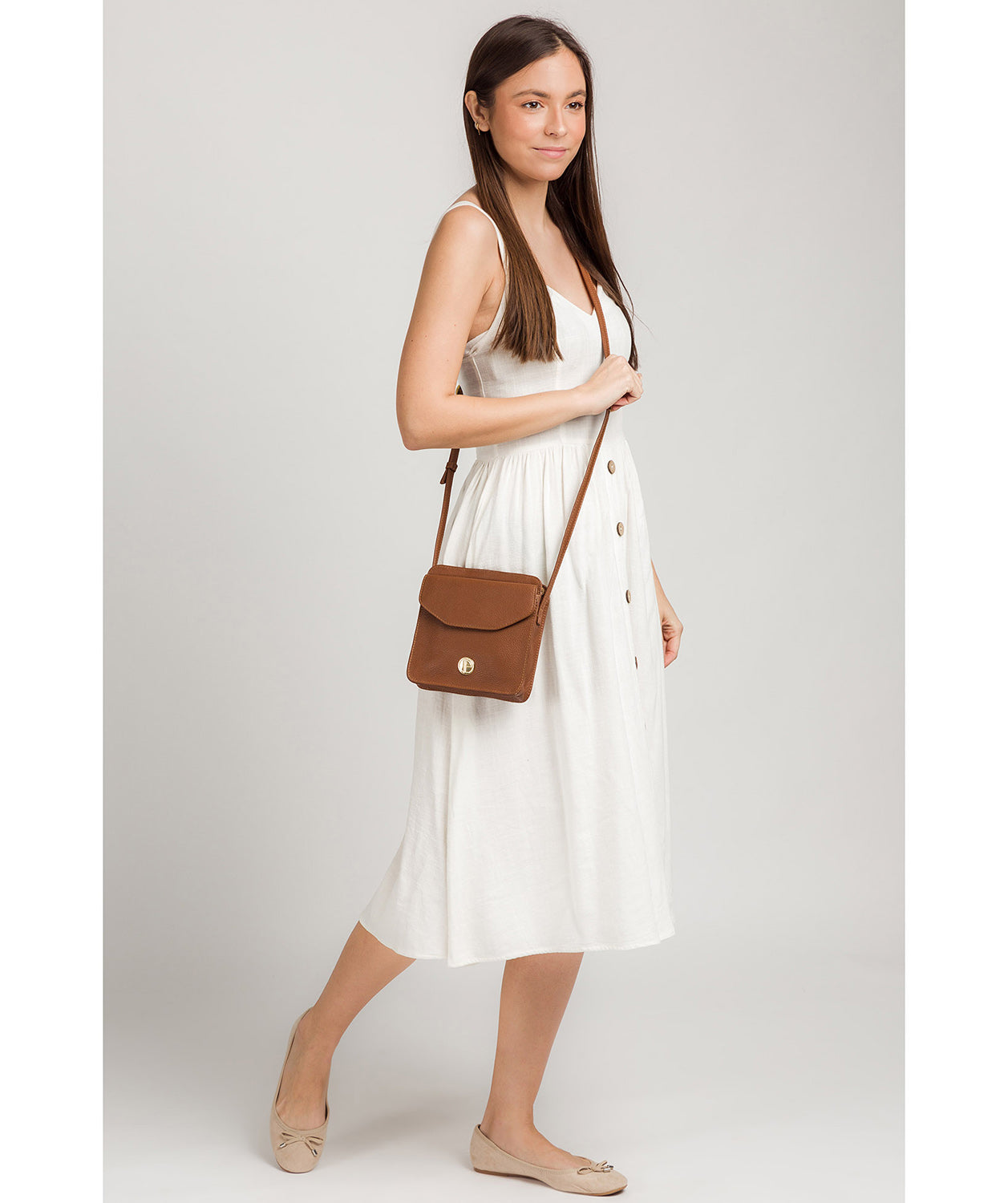 'Coco' Tan Leather Cross Body Bag image 2