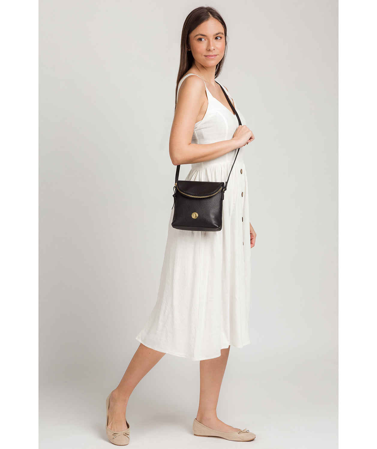 'Elfin' Black Leather Cross Body Bag image 2