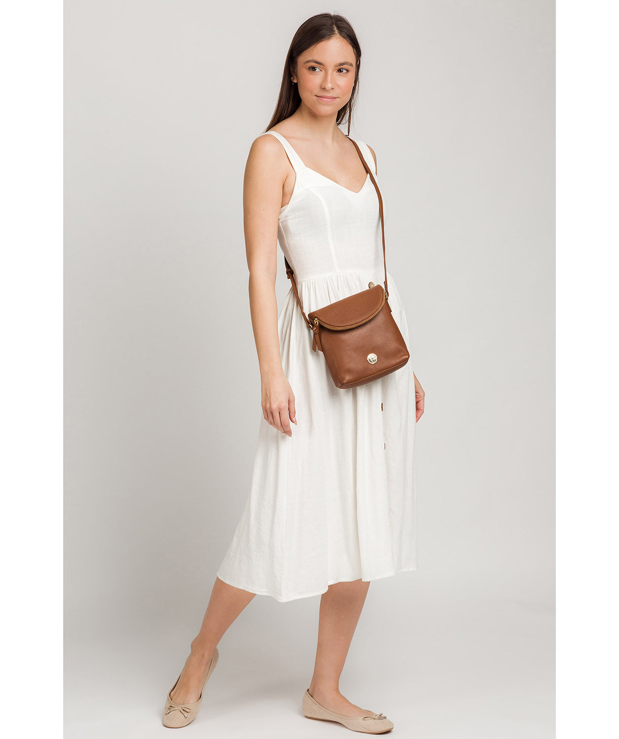 'Elfin' Tan Leather Cross Body Bag image 2