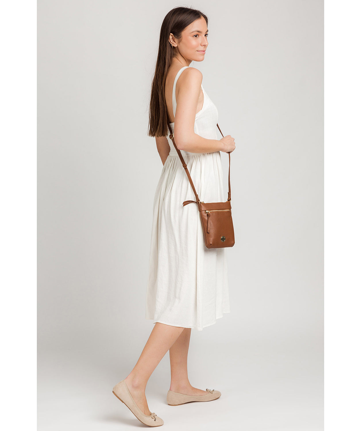 'Trixie' Tan Leather Cross Body Bag image 2