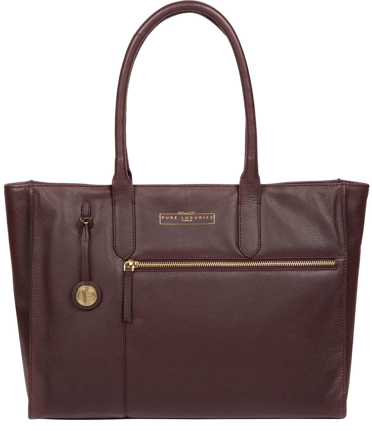 'Buckingham' Plum Leather Tote Bag