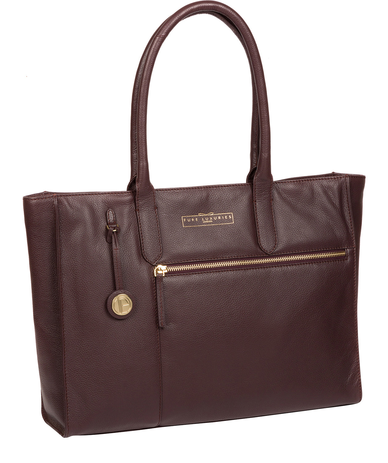 'Buckingham' Plum Leather Tote Bag