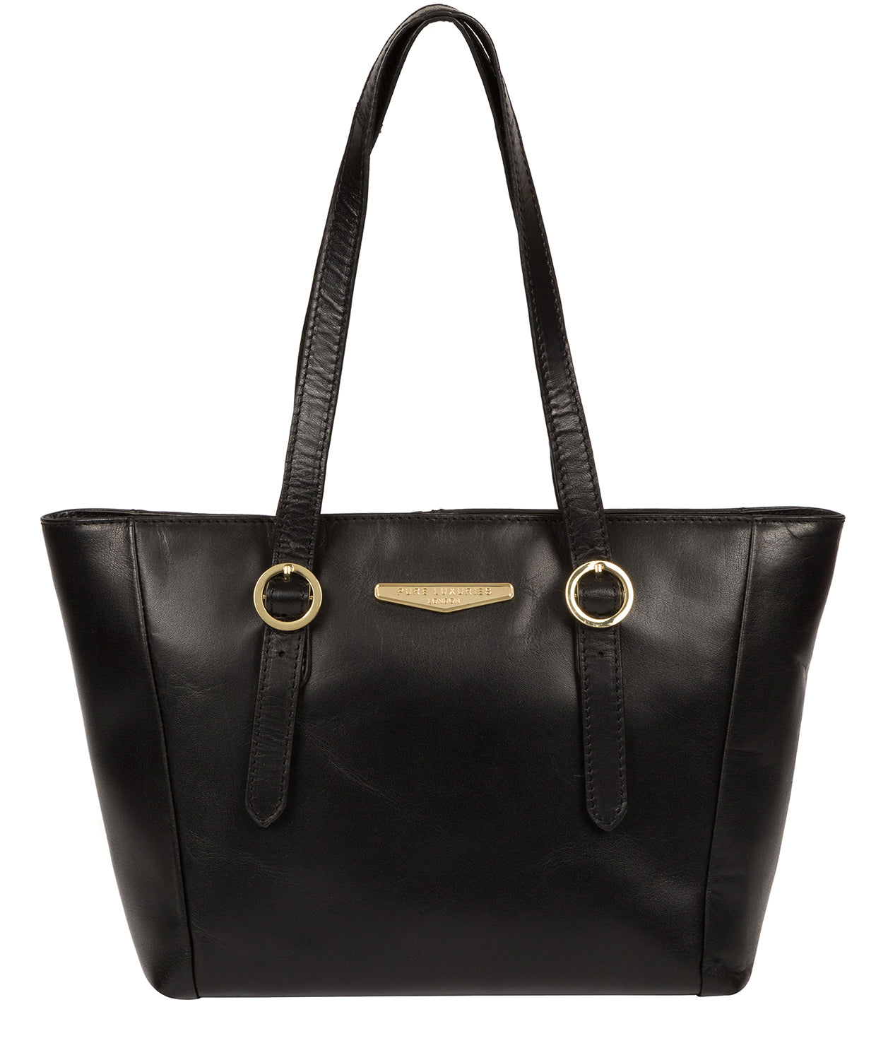 'Adelina' Black Leather Tote Bag