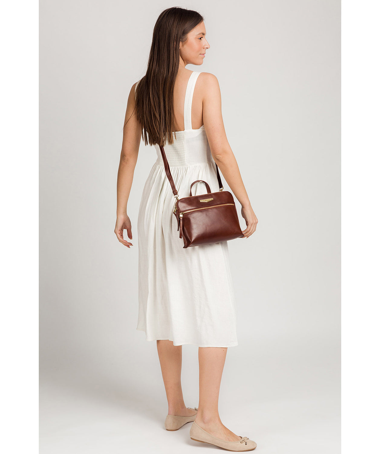 'Lauretta' Brown Leather Cross Body Bag image 2