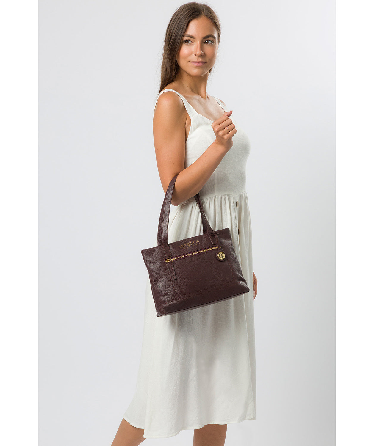 'Adley' Plum Leather Handbag image 7