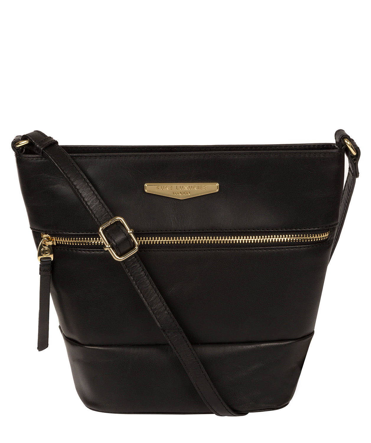 'Caterina' Black Leather Cross Body Bag