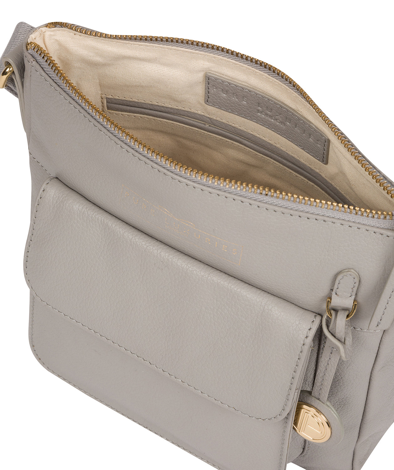 'Rayden' Grey Leather Cross Body Bag image 4