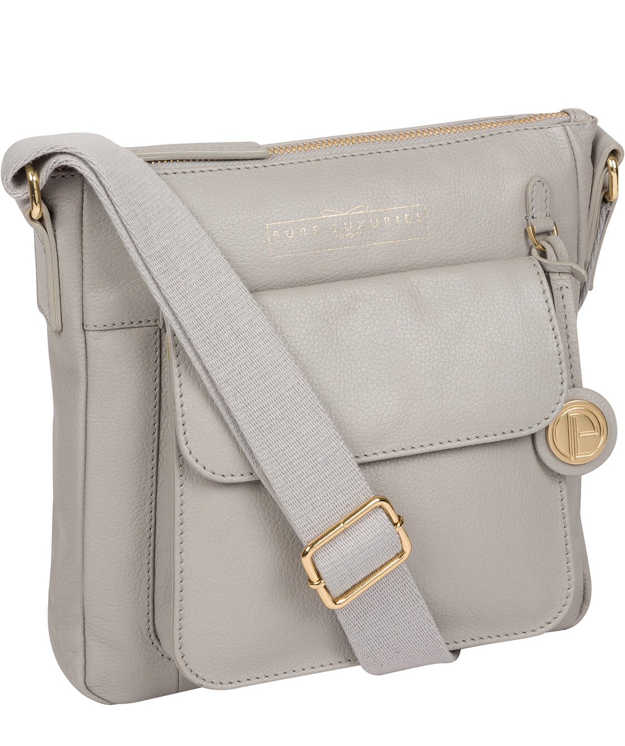 'Rayden' Grey Leather Cross Body Bag image 5