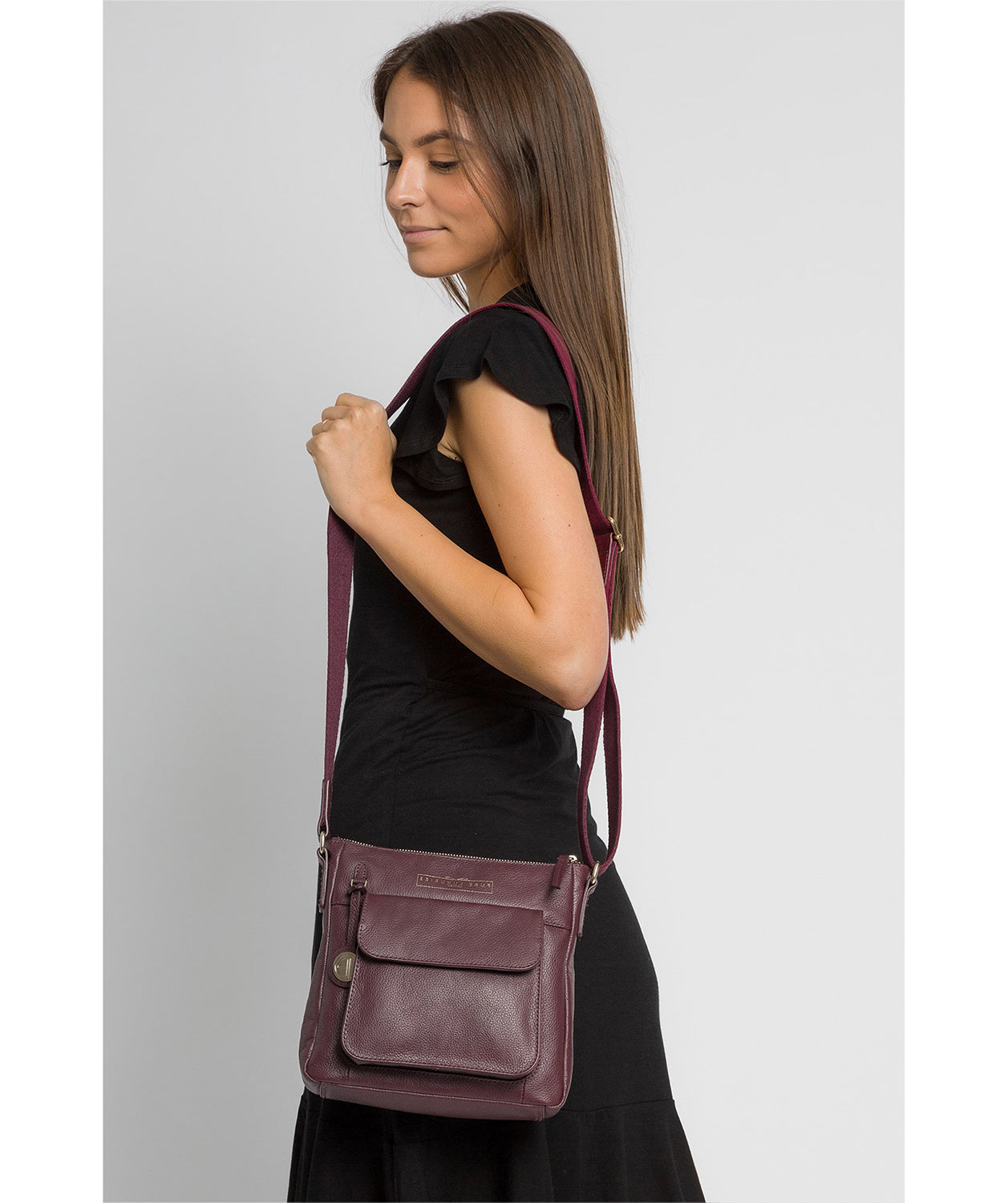 'Rayden' Plum Leather Cross Body Bag image 2