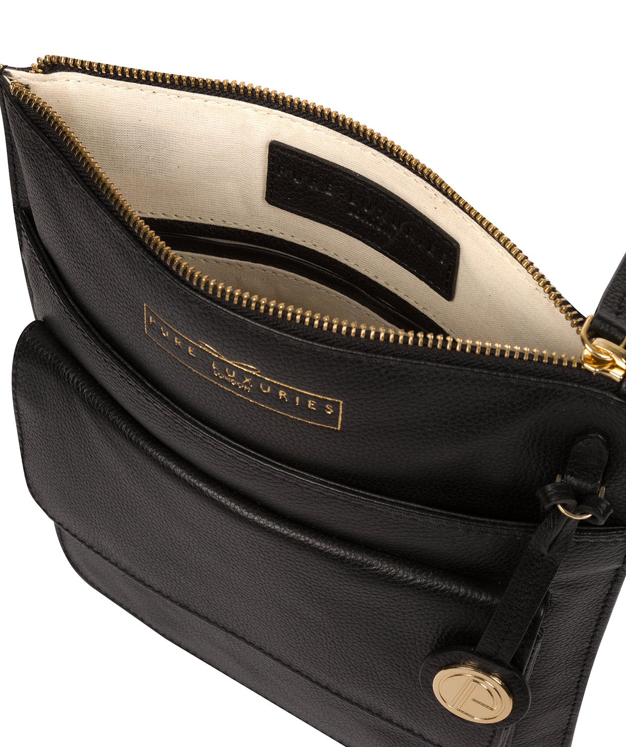 'Langley' Black Leather Cross Body Bag image 4