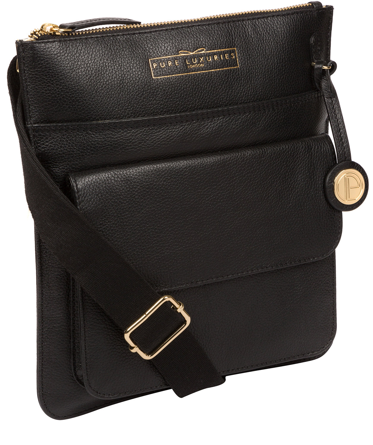 'Langley' Black Leather Cross Body Bag image 5