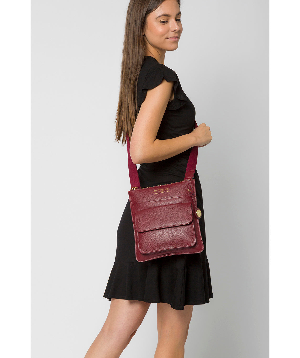 'Langley' Deep Red Leather Cross Body Bag image 2