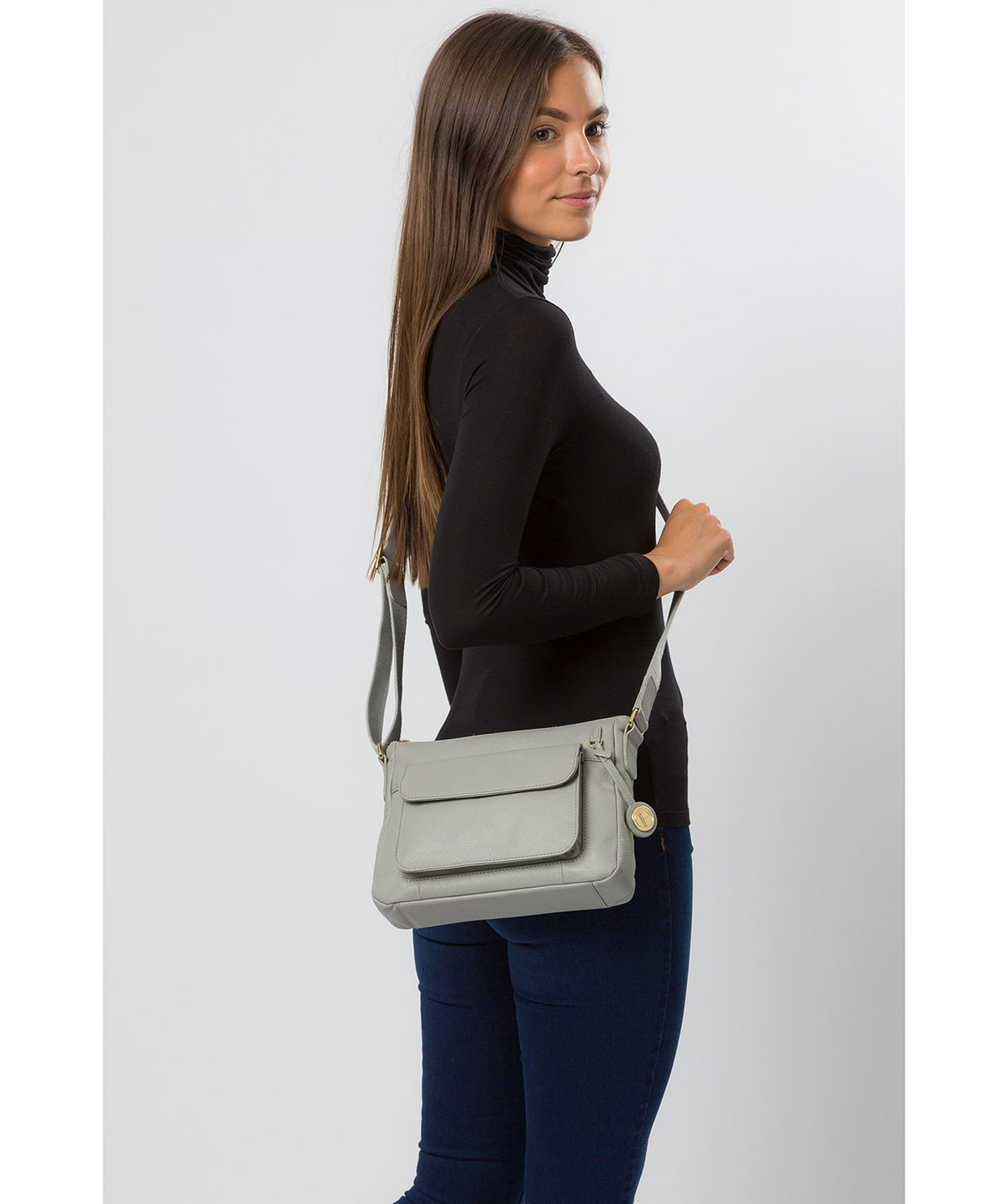 Grey shoulder handbags best sale