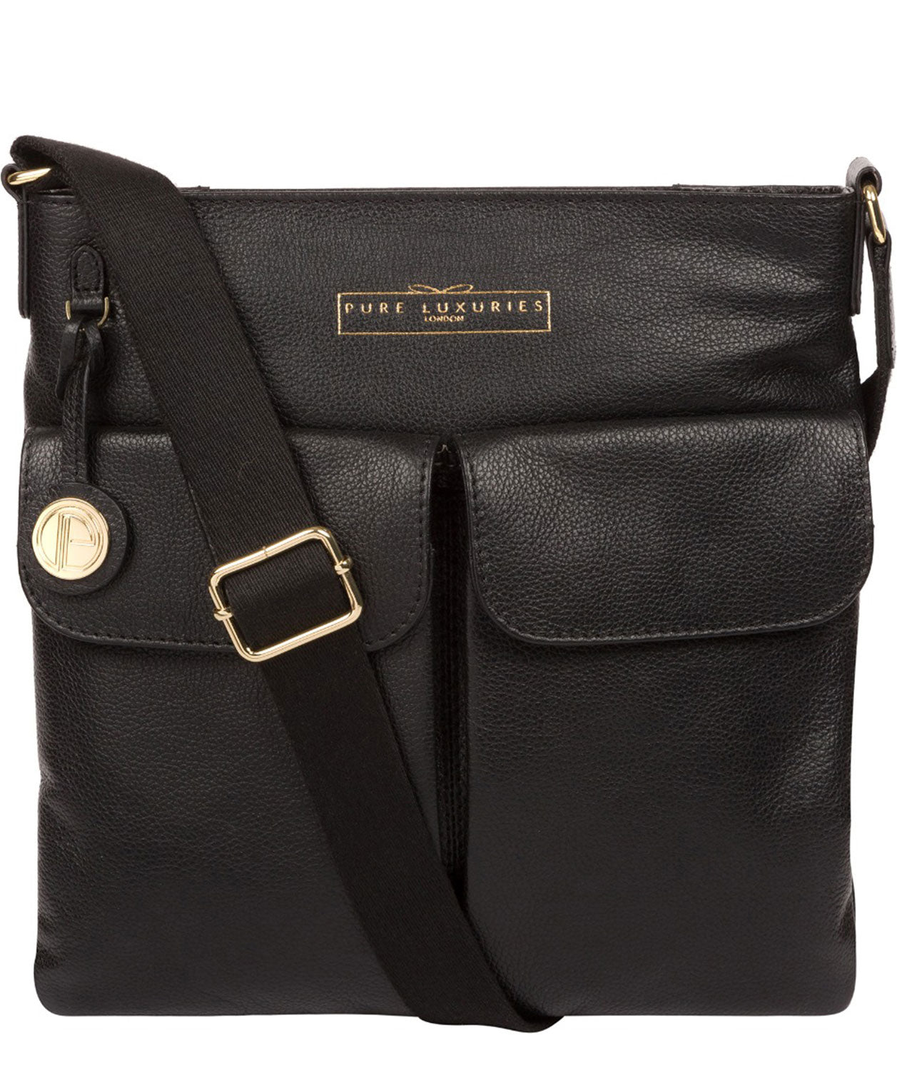 'Soames' Black Leather Cross Body Bag