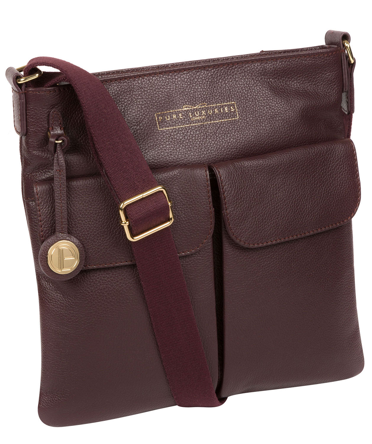 'Soames' Plum Leather Cross Body Bag