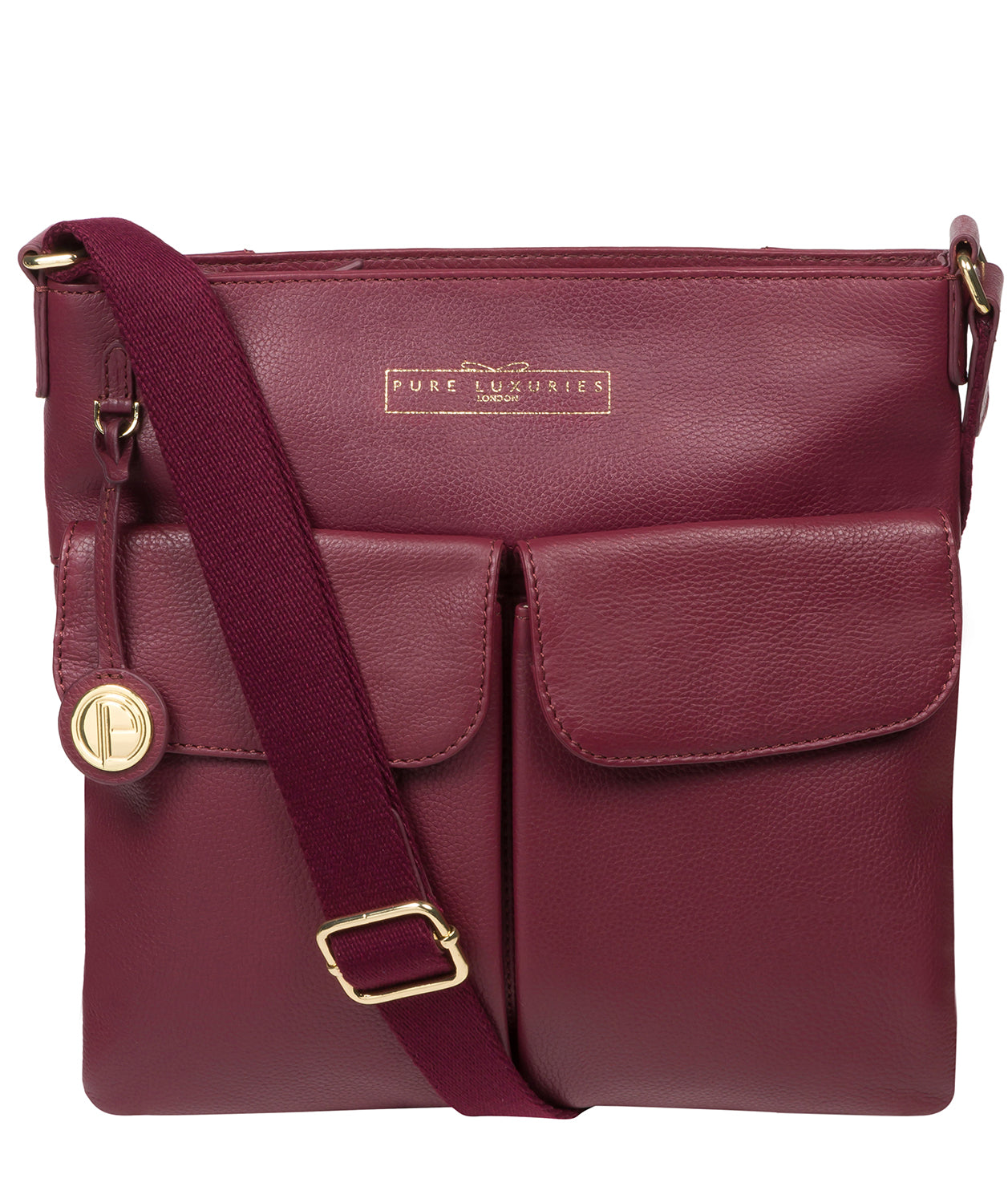 Pure Luxuries Classic Collection Bags: 'Soames' Pomegranate Leather Cross Body Bag