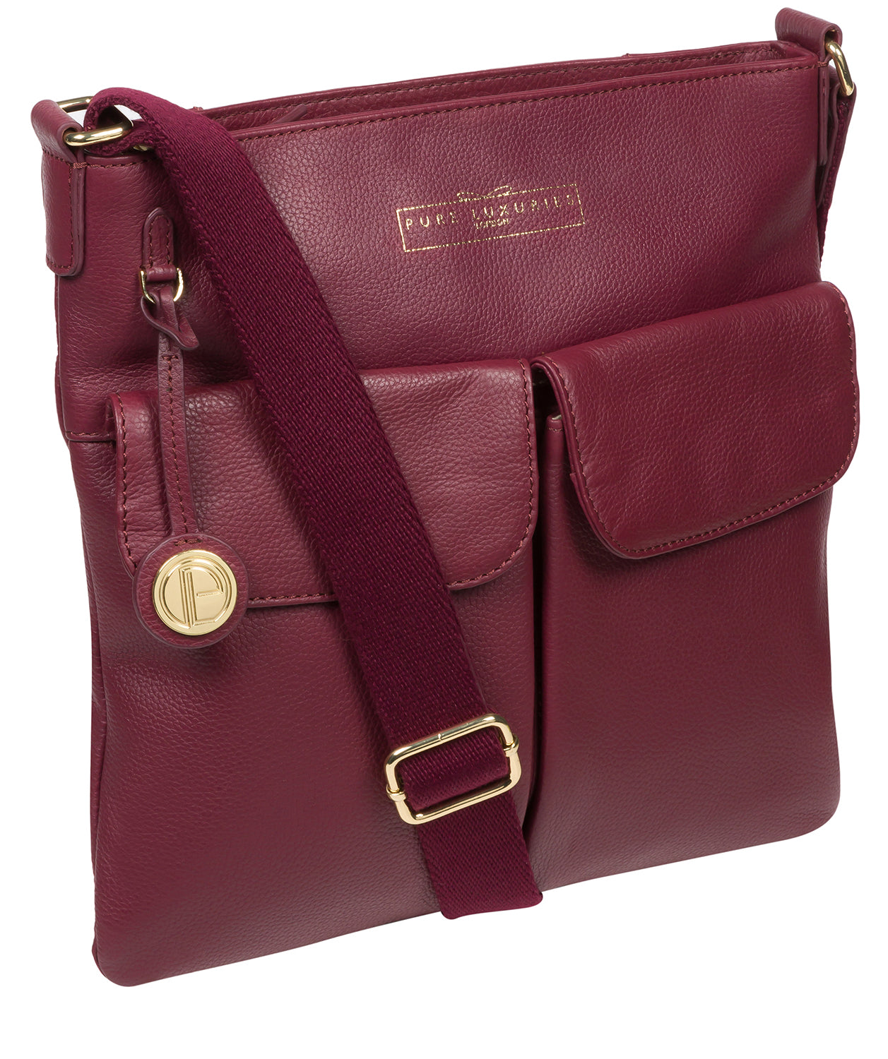 Pure Luxuries Classic Collection Bags: 'Soames' Pomegranate Leather Cross Body Bag