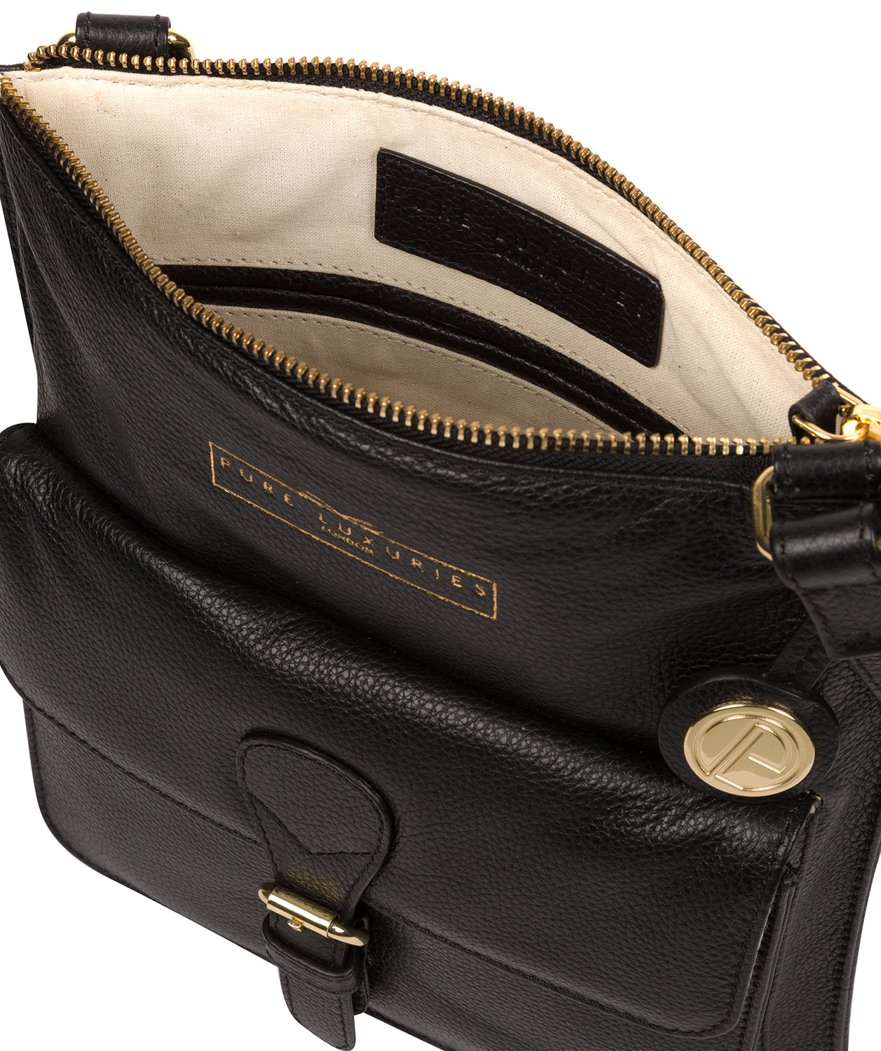 'Kenley' Black Leather Cross Body Bag