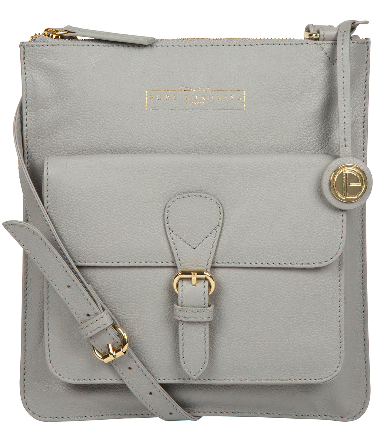 Grey Leather Crossbody Bag Kenley by Pure Luxuries Pure Luxuries London