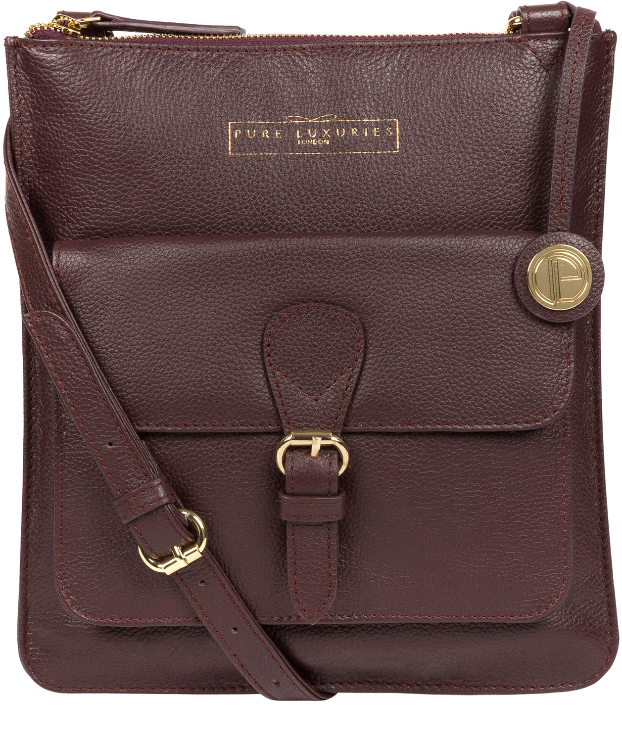 'Kenley' Plum Leather Cross Body Bag image 1