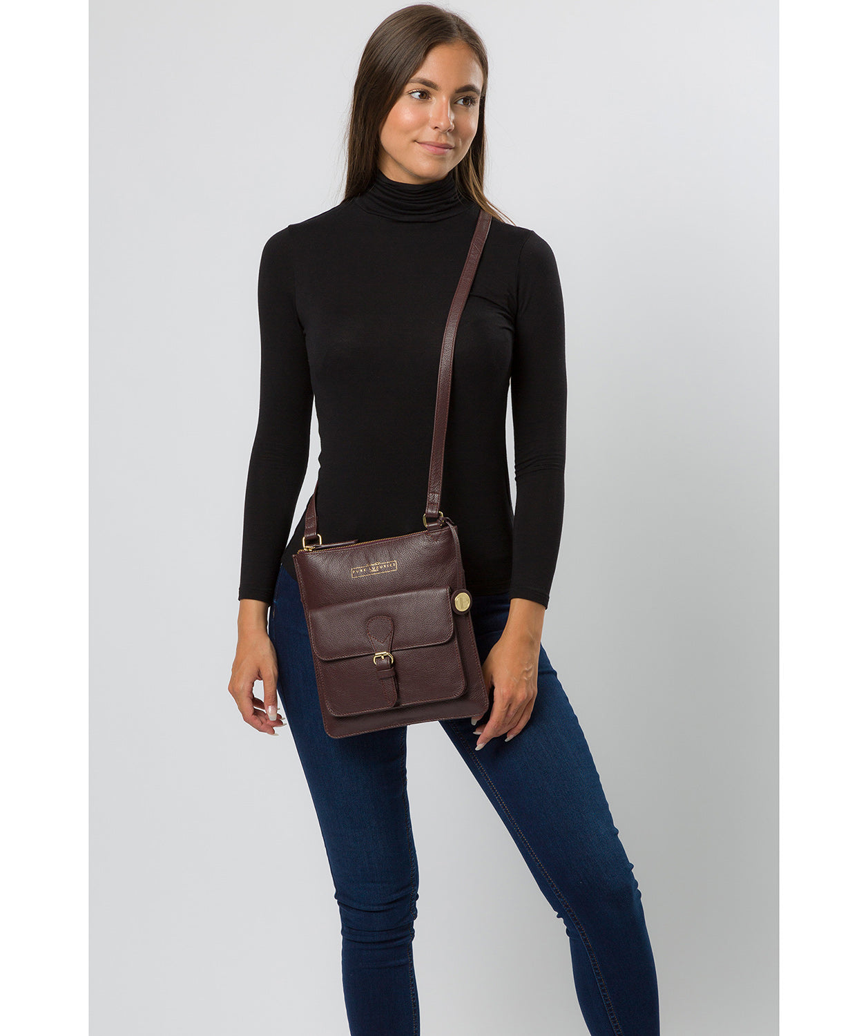 'Kenley' Plum Leather Cross Body Bag image 2