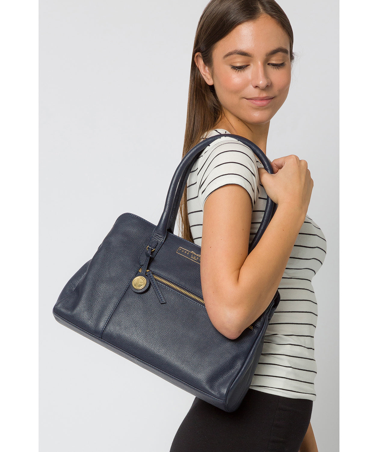 'Darby' Navy Leather Handbag image 2