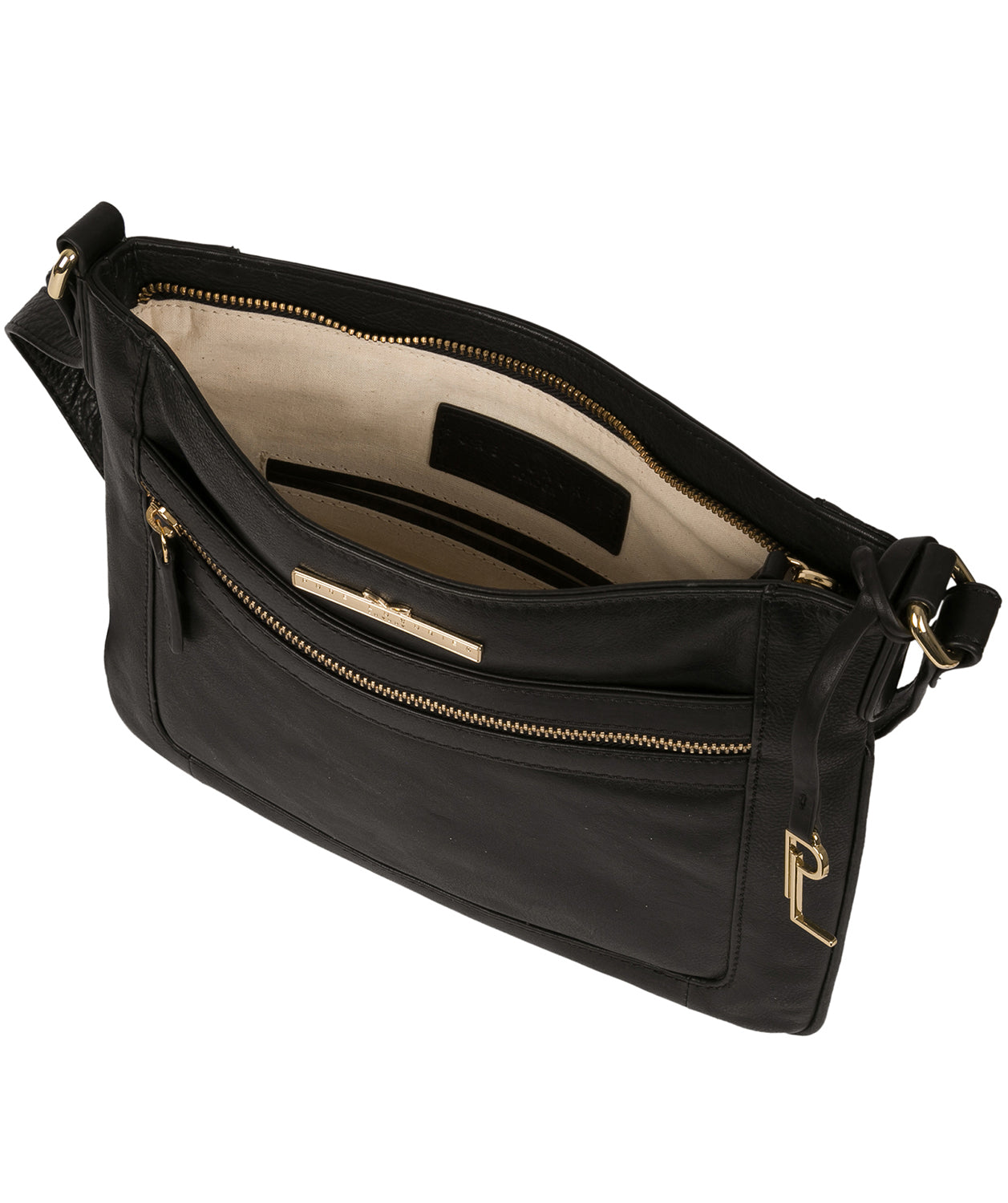 'Lewes' Black Leather Cross Body Bag