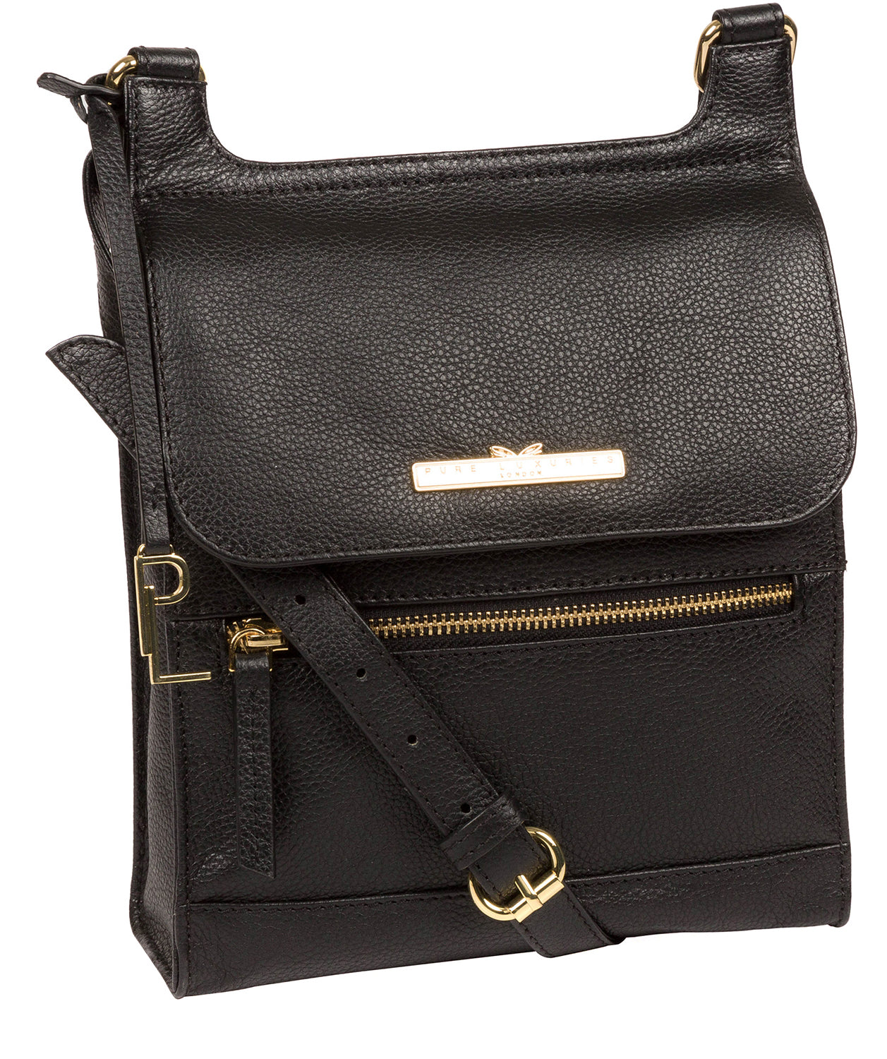 'Kempston' Black Leather Cross Body Bag image 5