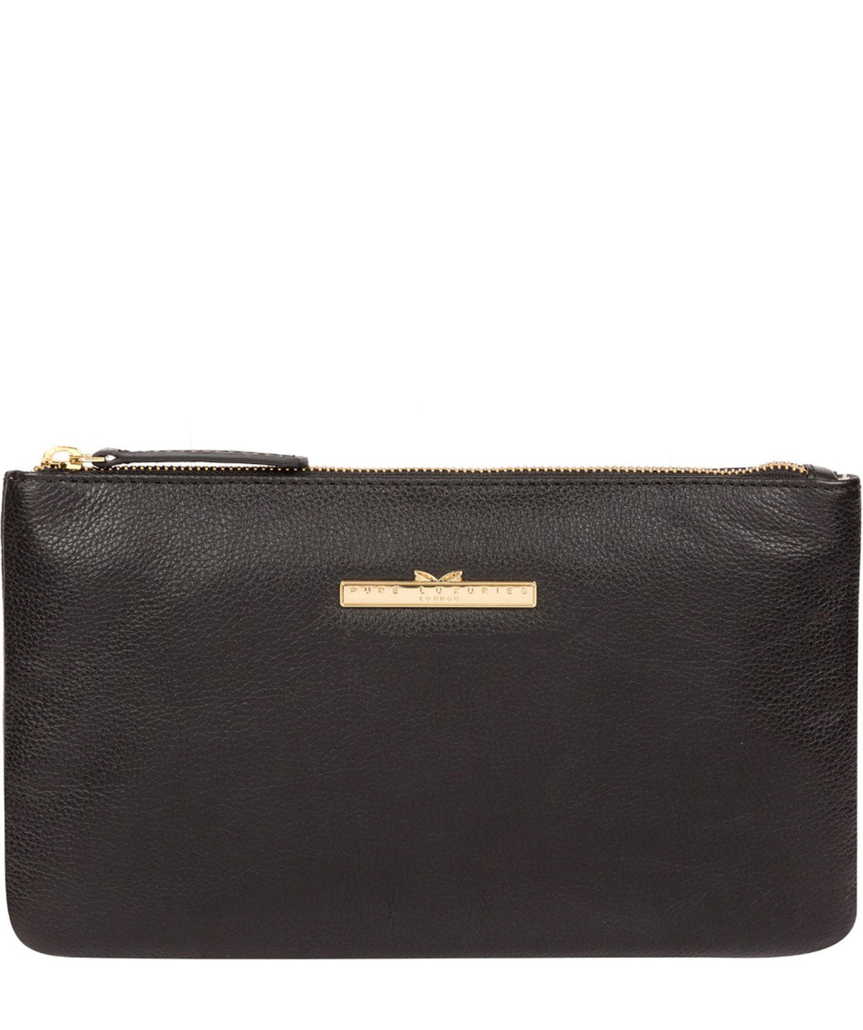 'Arlesey' Black Leather Clutch Bag