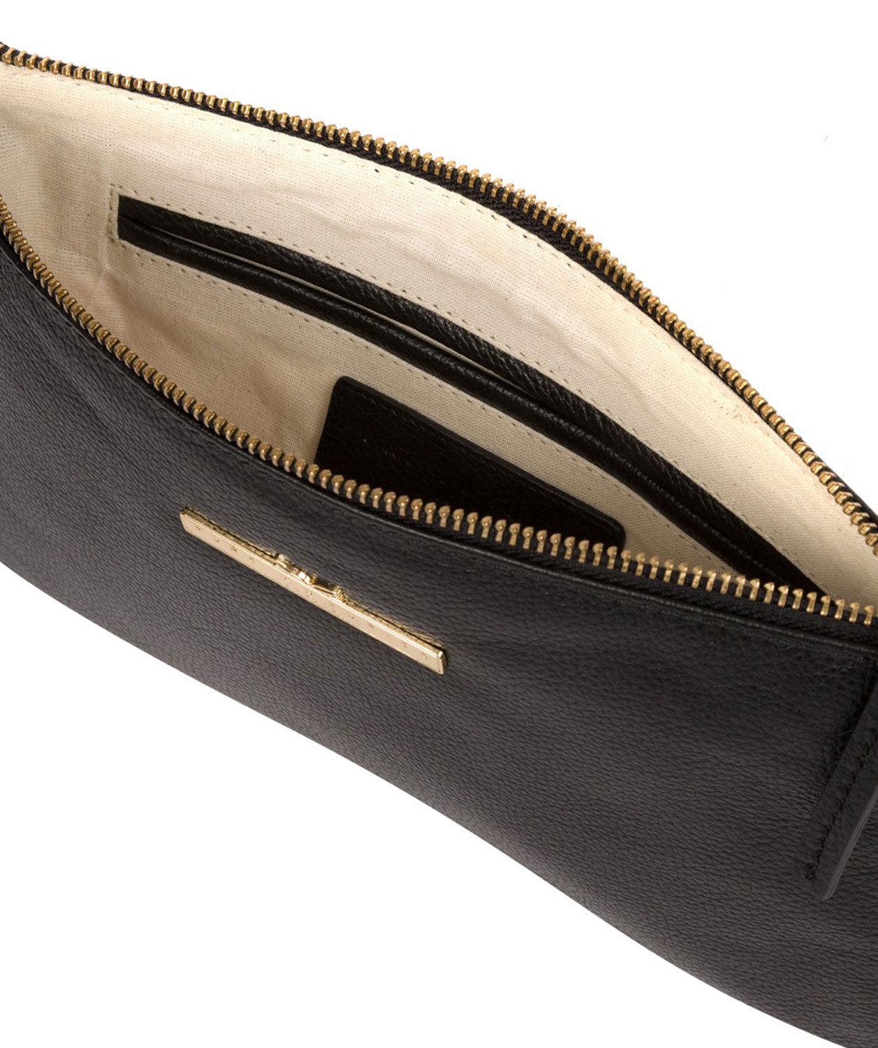 'Arlesey' Black Leather Clutch Bag