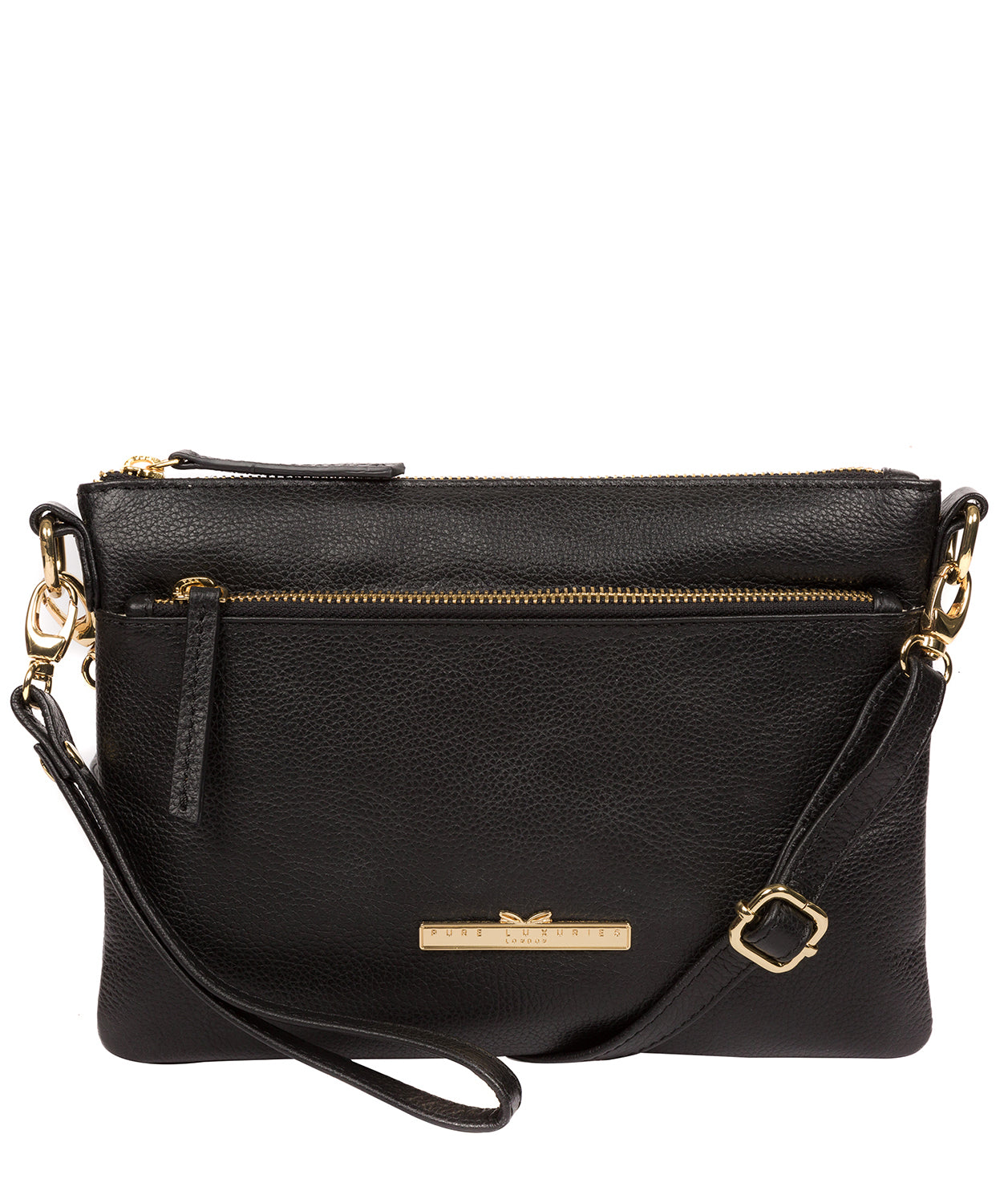 'Lytham' Black Leather Clutch Bag image 1