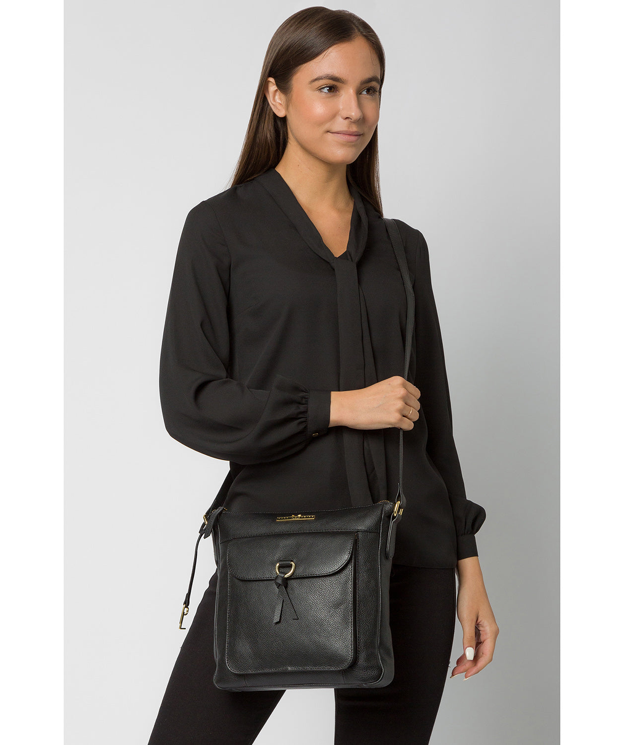 'Holbroke' Black Leather Shoulder Bag image 2