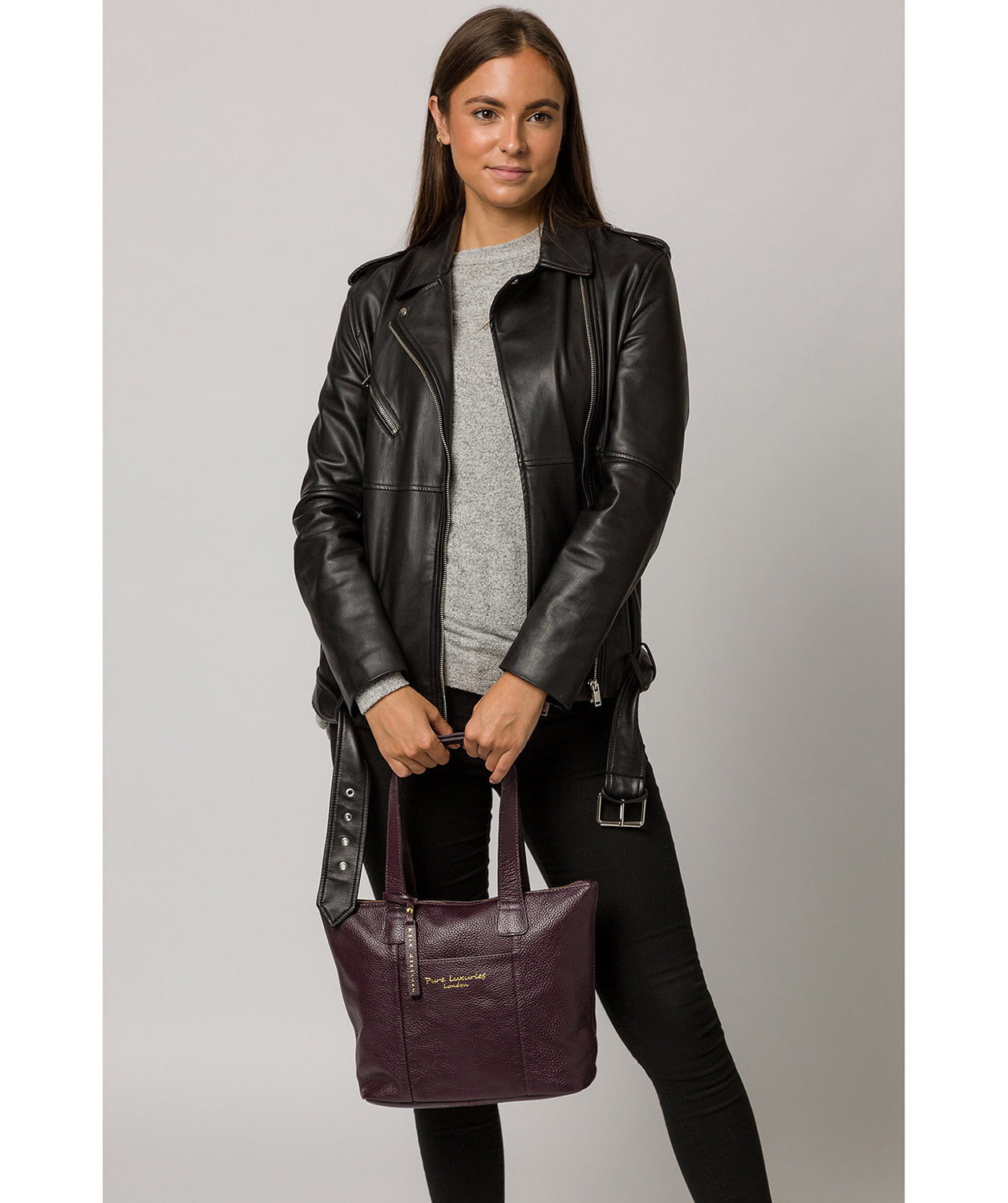 'Dem' Plum Leather Handbag image 2