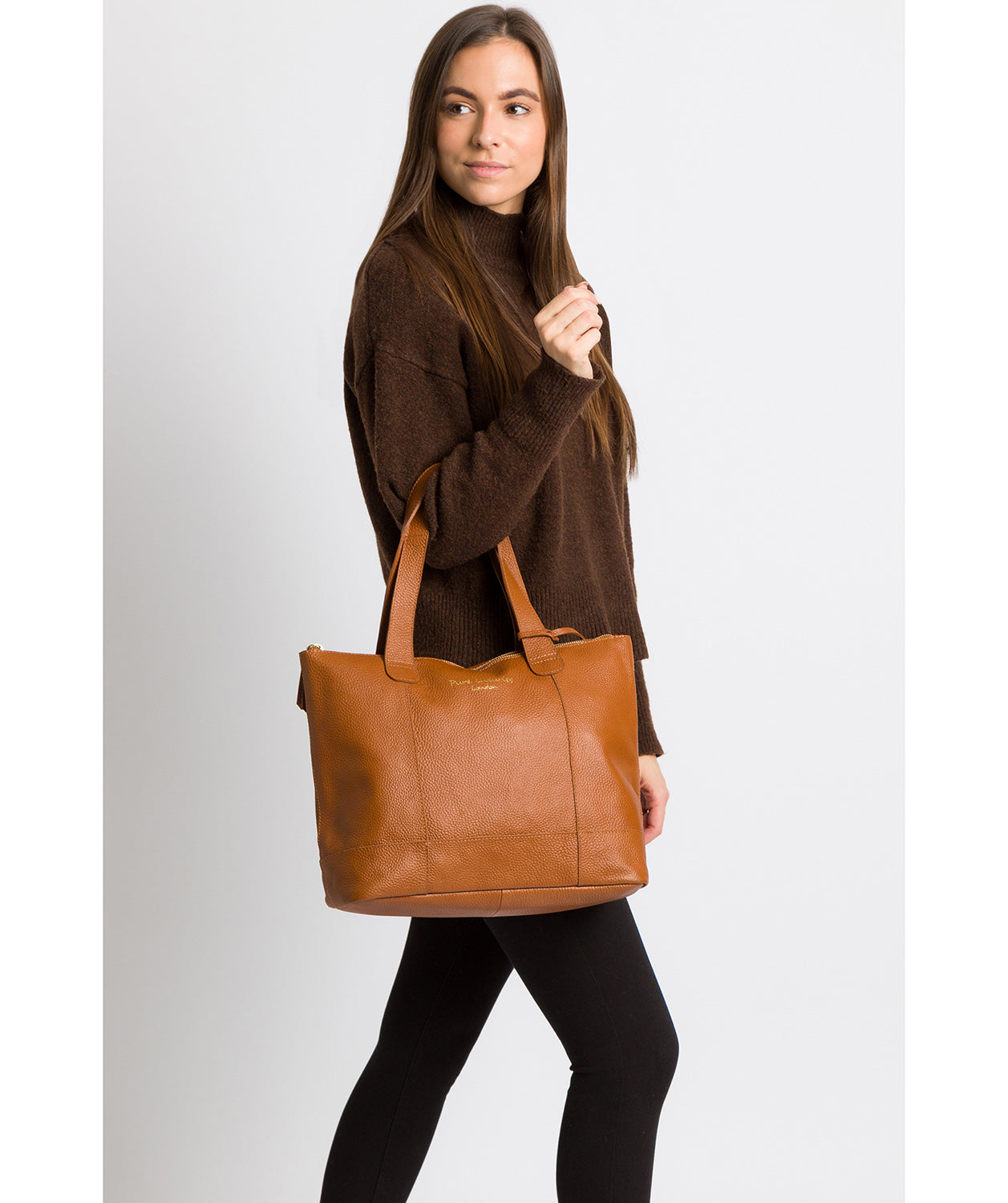 'Sachi' Tan Leather Tote Bag Pure Luxuries London