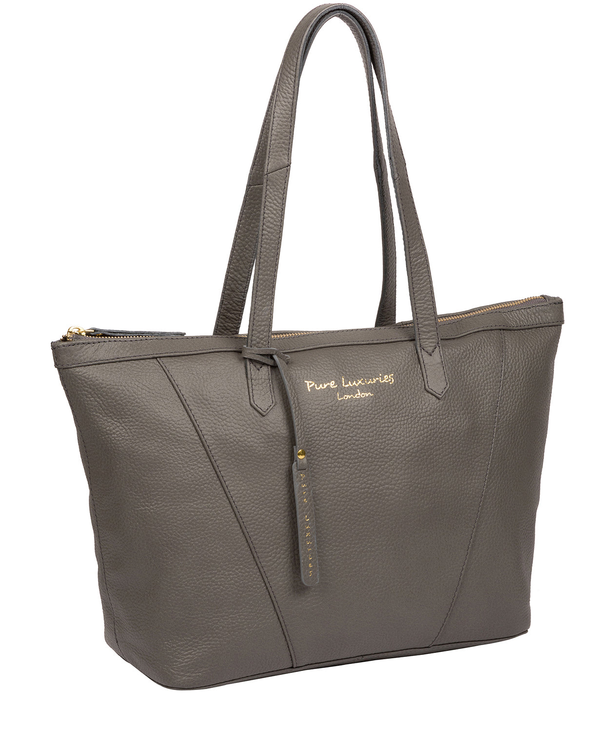 'Kelly' Grey Leather Tote Bag Pure Luxuries London