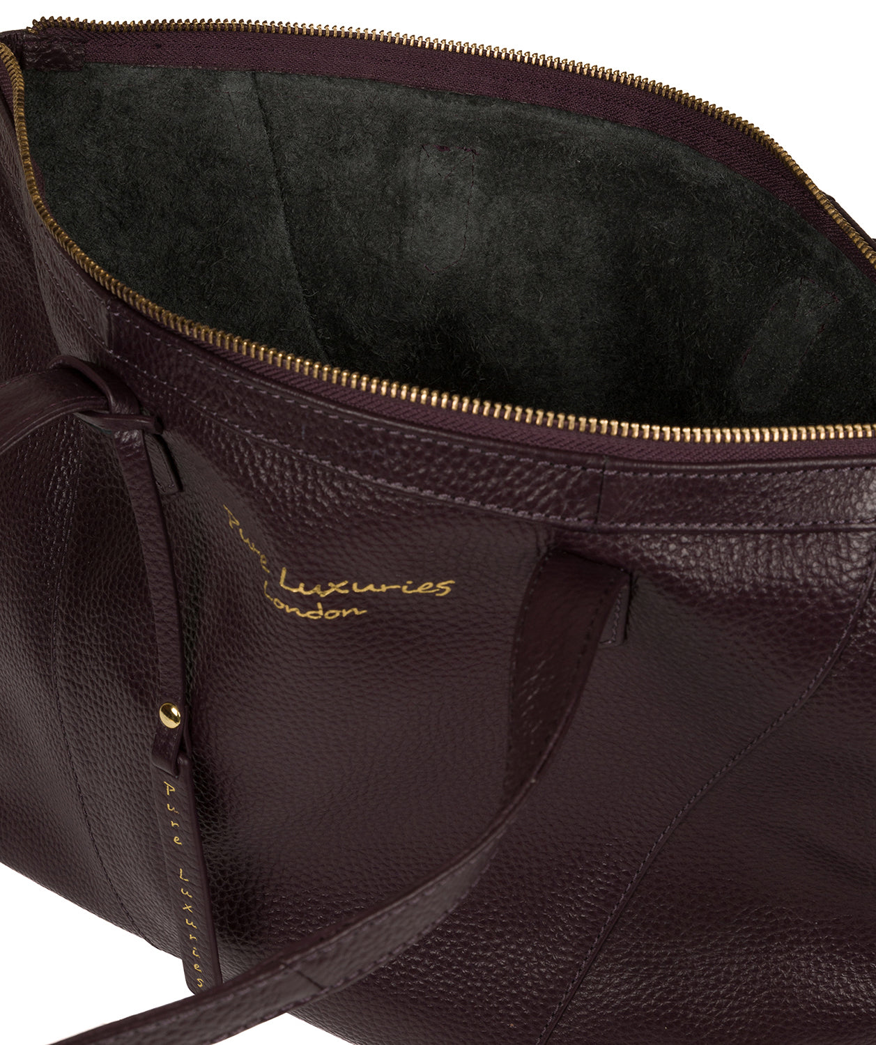 'Kelly' Plum Leather Tote Bag Pure Luxuries London