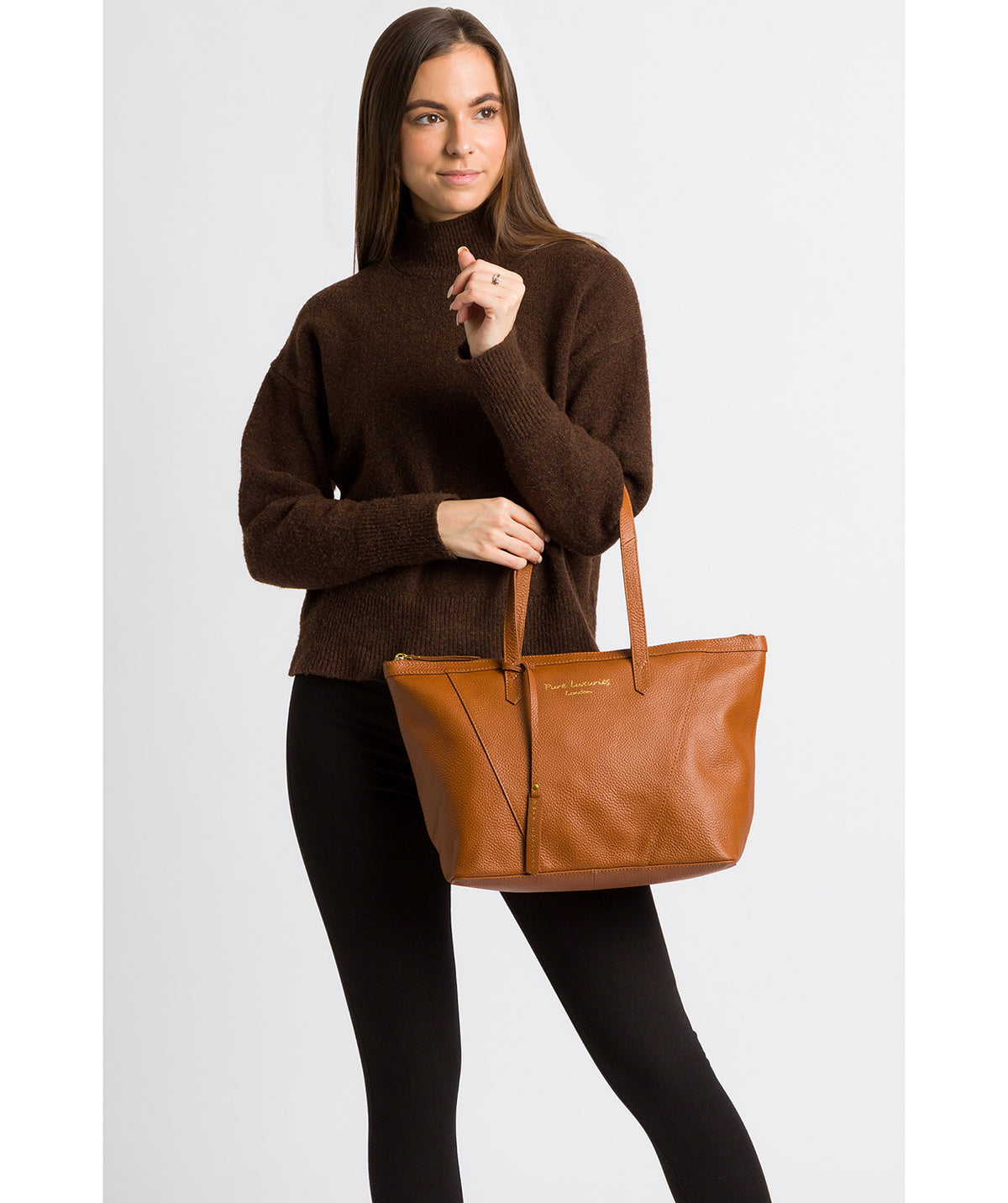Tan Leather Tote Bag Kelly by Pure Luxuries Pure Luxuries London