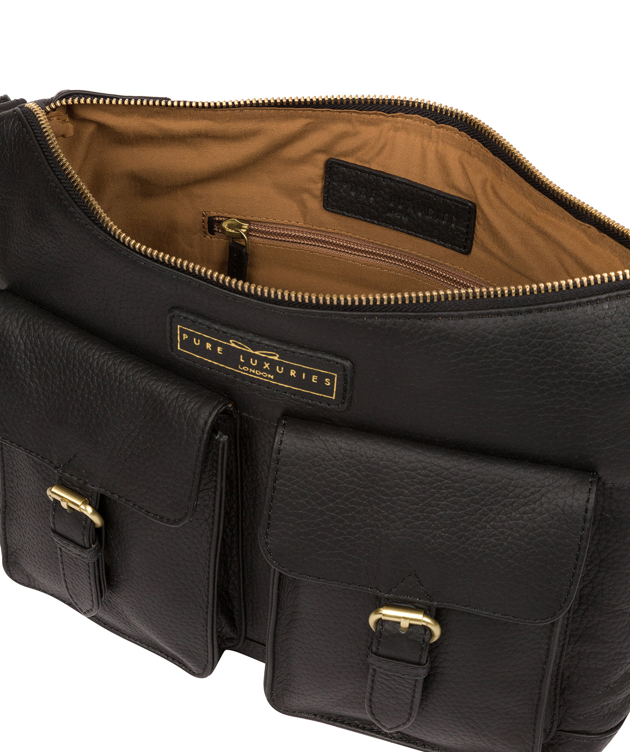 'Frinton' Black & Gold Leather Shoulder Bag image 4