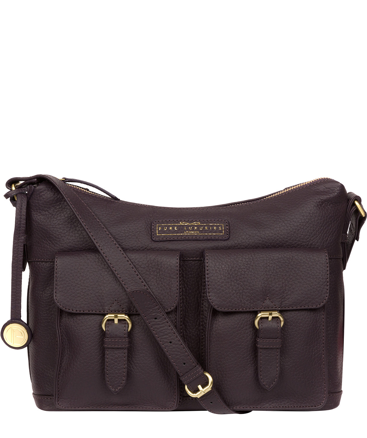 'Frinton' Plum Leather Shoulder Bag