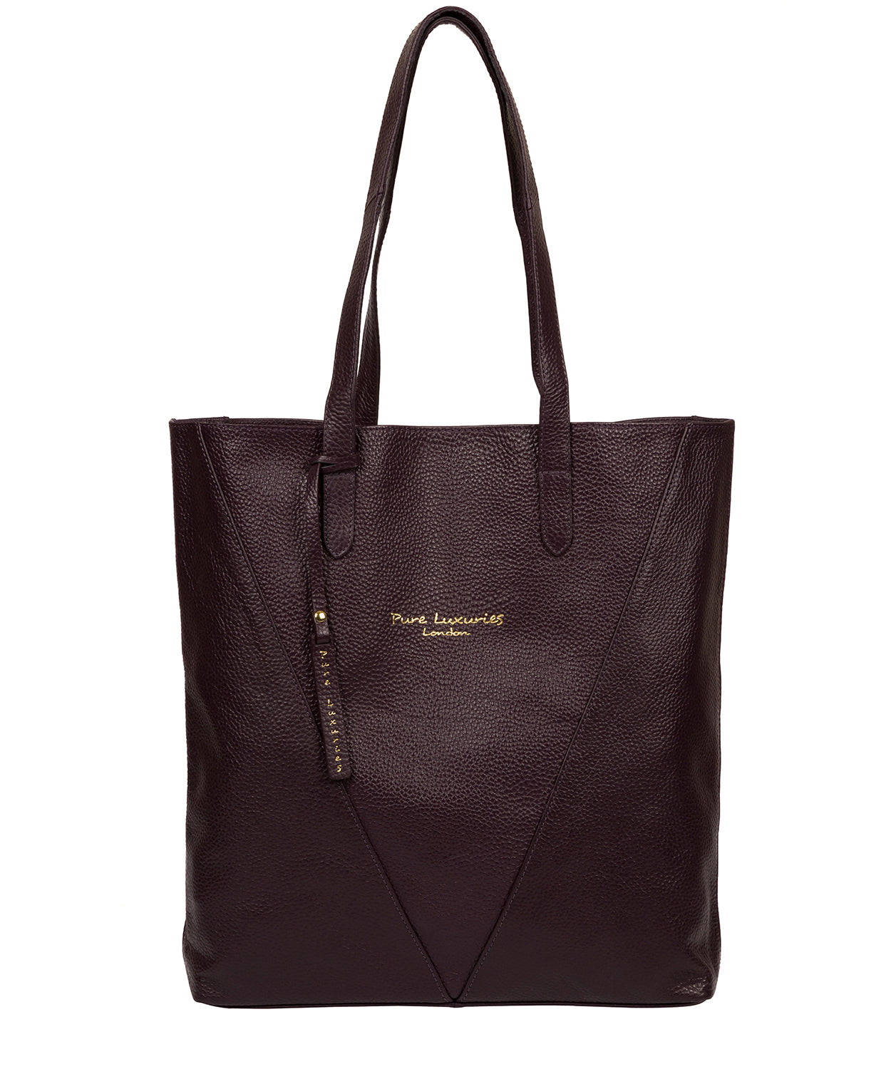 'Claudia' Plum Leather Tote Bag Pure Luxuries London