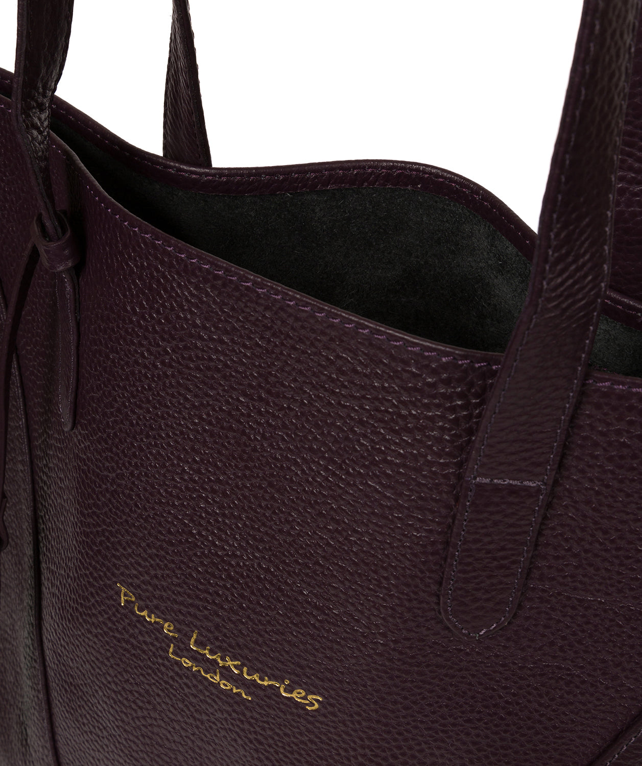 'Claudia' Plum Leather Tote Bag Pure Luxuries London