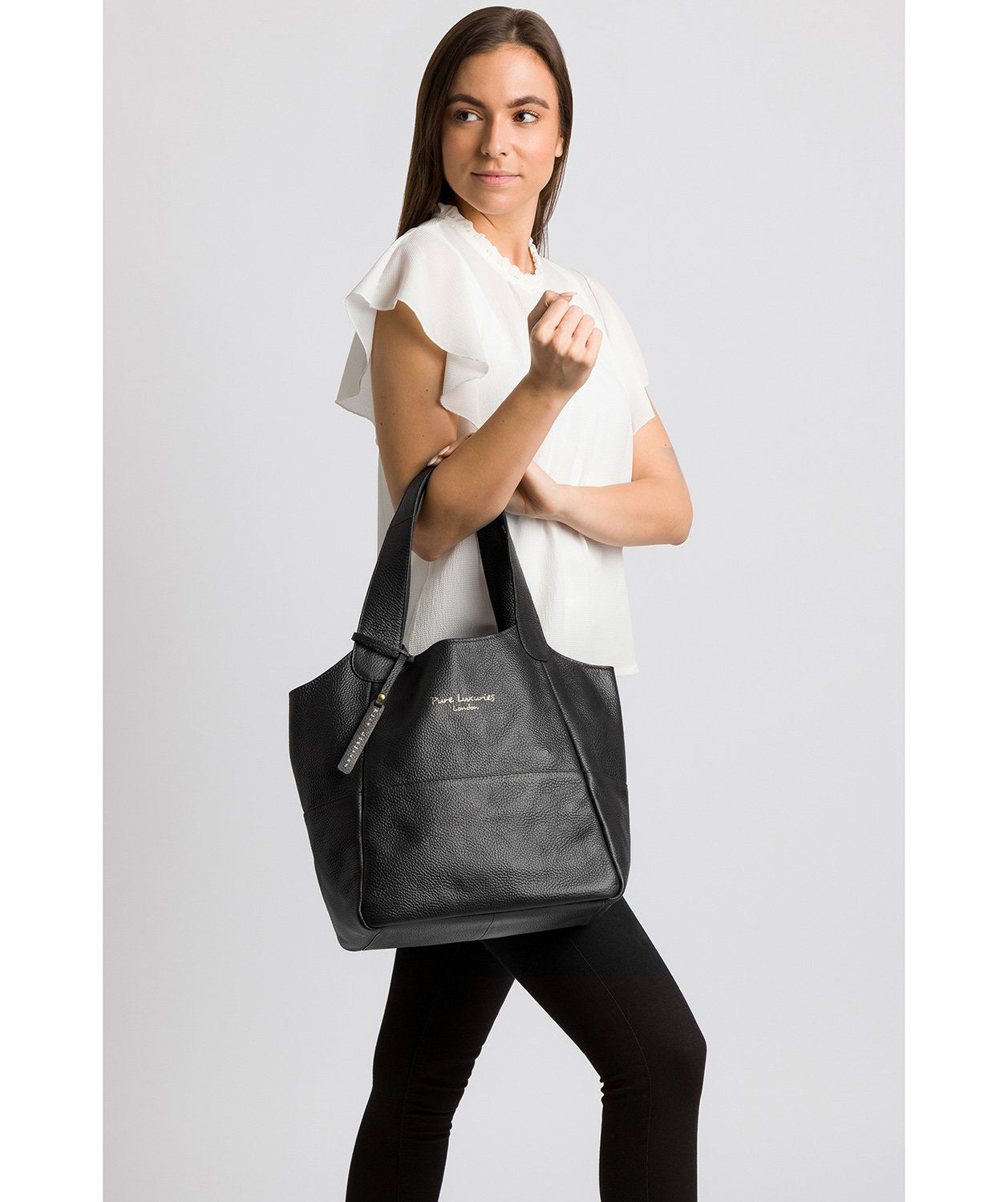 'Freer' Black Leather Tote Bag