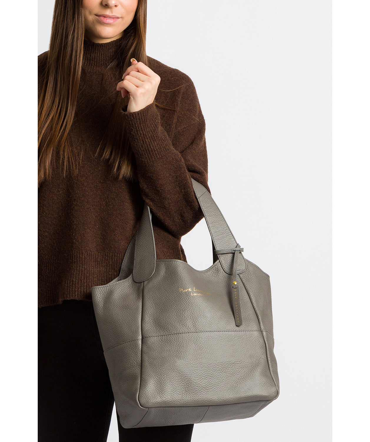 'Freer' Grey Leather Tote Bag image 2